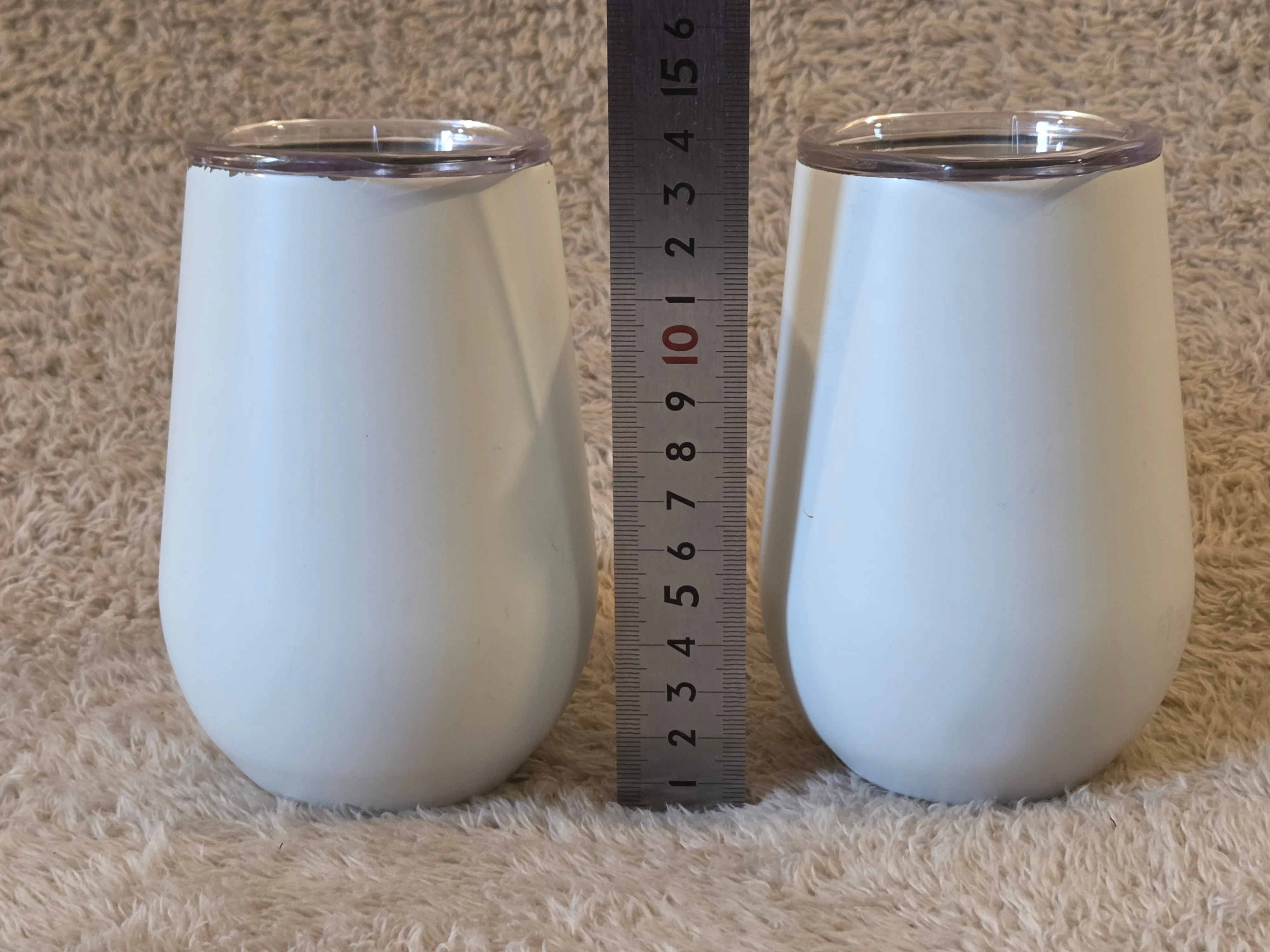 Pair of White Insulated Wine Tumblers, 12 oz, w/Lids image indicator(2)