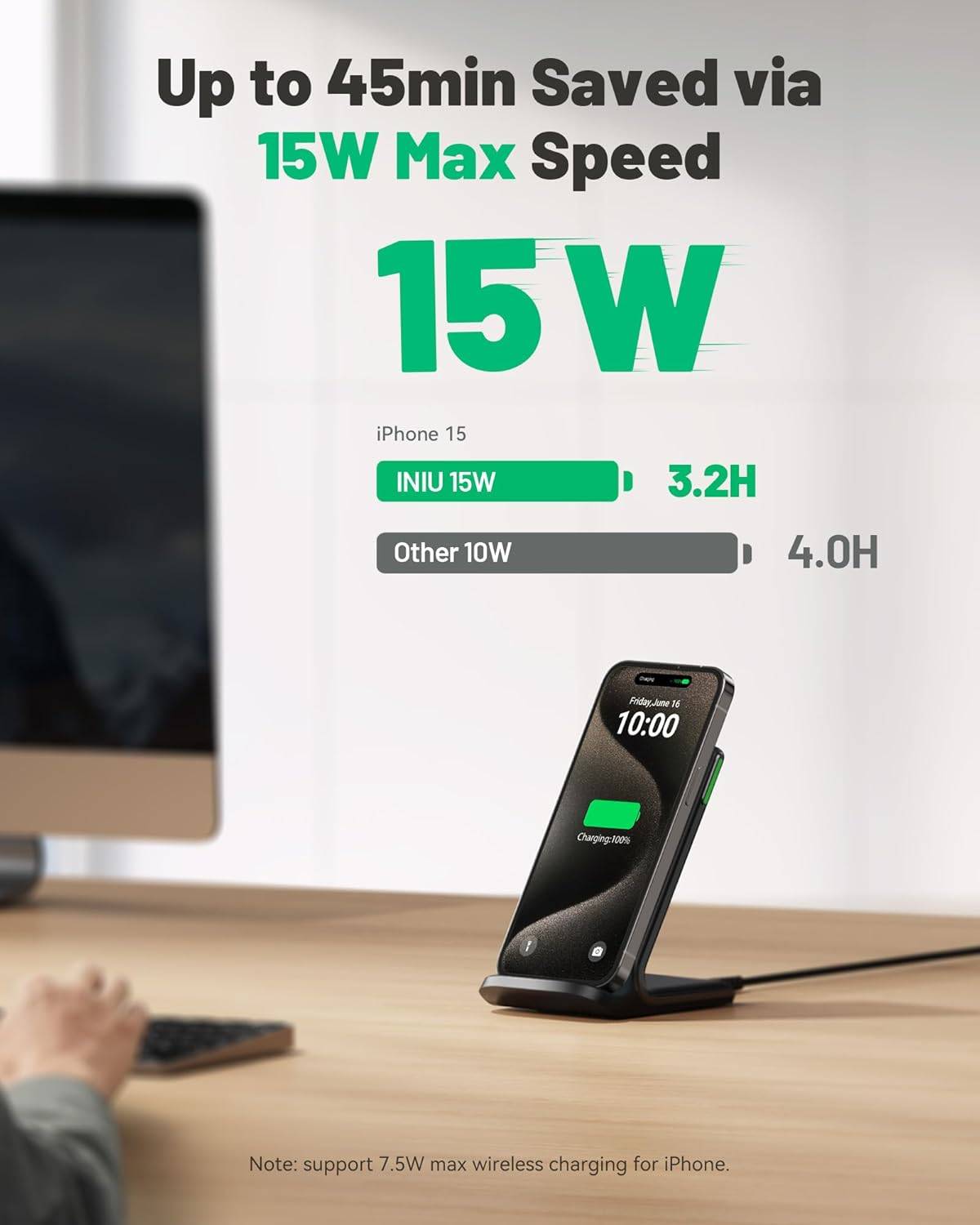 INIU Wireless Charger, 15W Qi Certified Fast Wireless Charger - photo 2