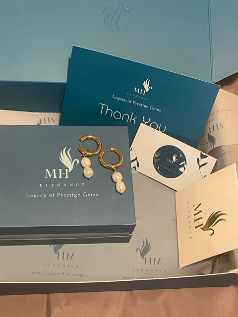 14k Gold Plated Luminous Double Pearl Hoops image indicator(3)