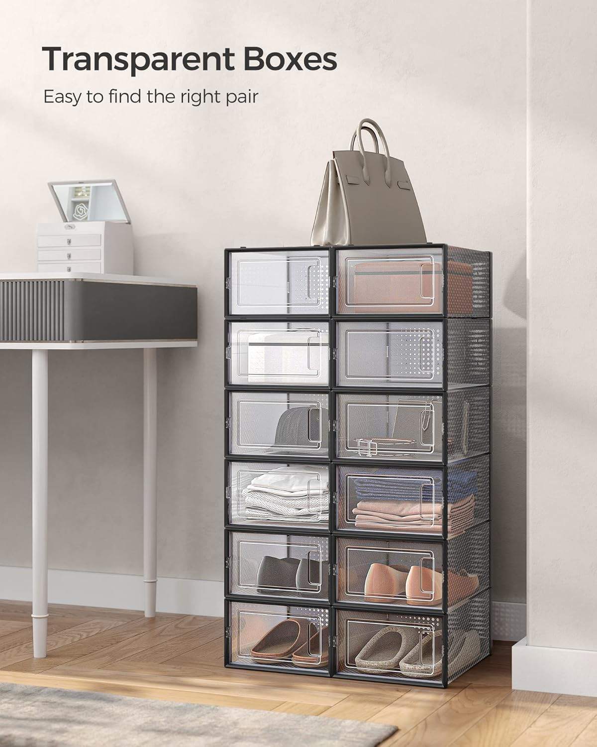 Stackable Clear Shoe Boxes – Pack of 12 - photo 4