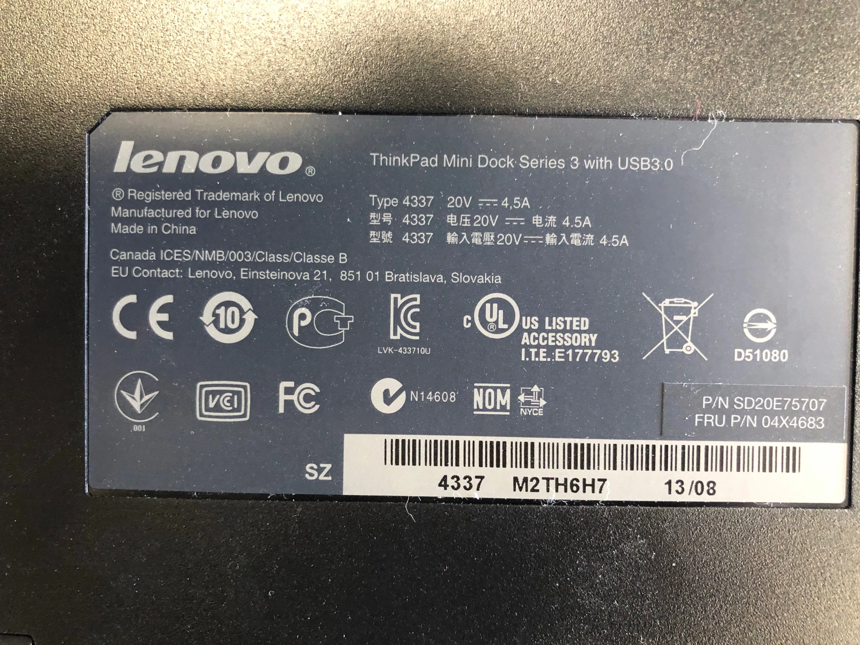 Lenovo ThinkPad Mini Dock Series 3 with USB3.0 Type 4337 M2TH6H7 image indicator(2)