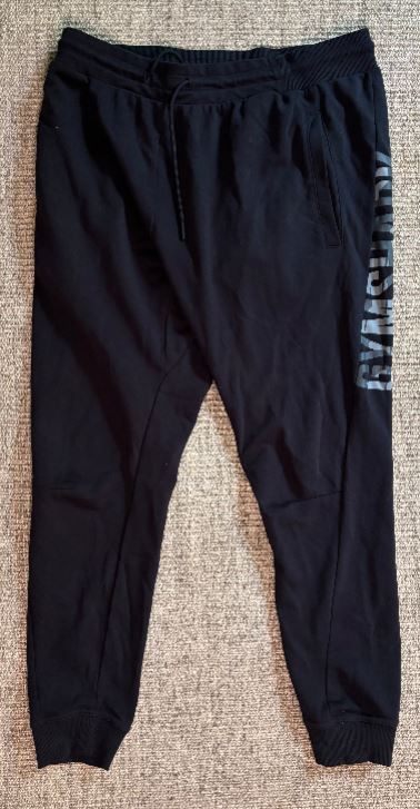 Black Gymshark Camo Printed Cotton Joggers Adult Large