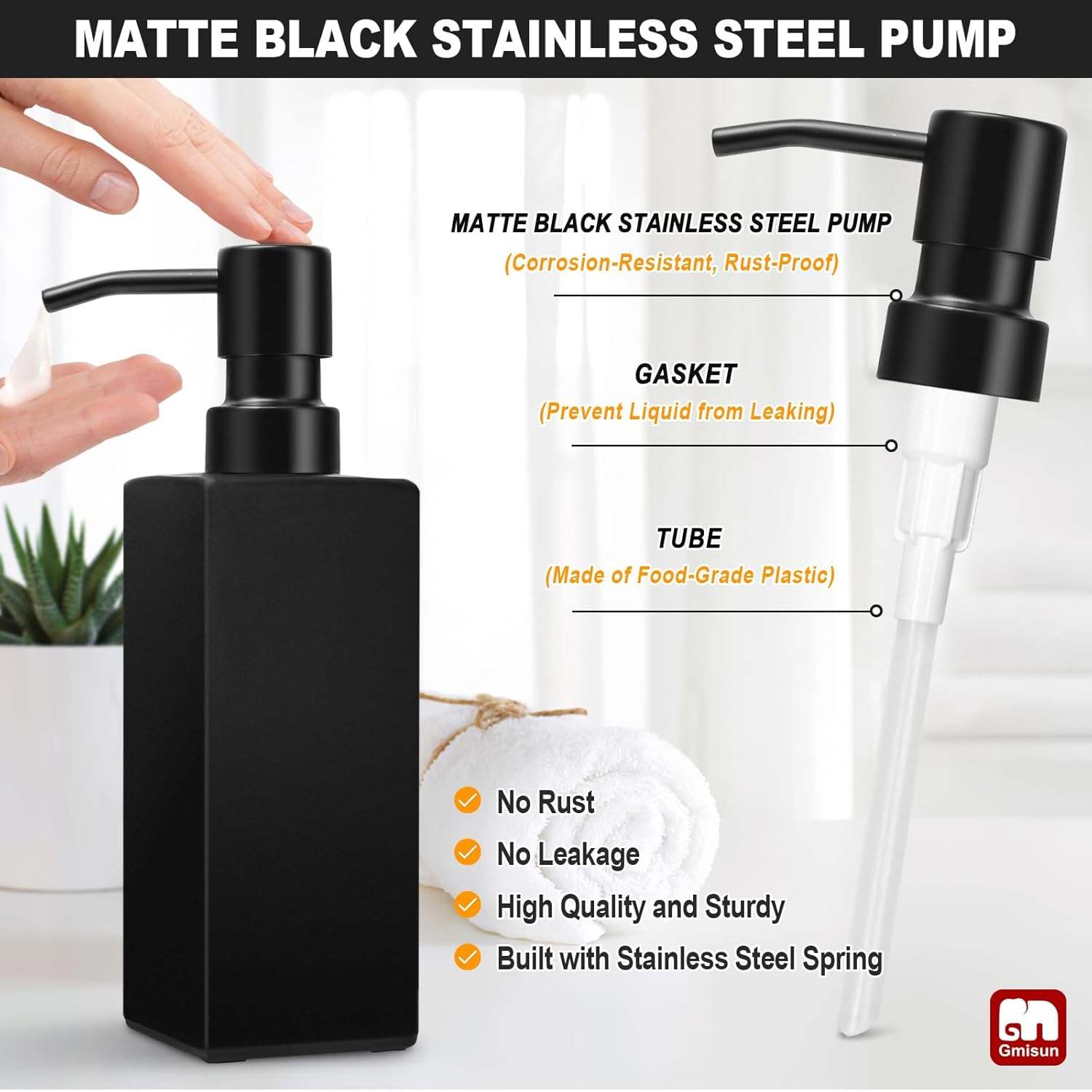 Matte Black Glass Soap Dispenser Set – 2-Pack