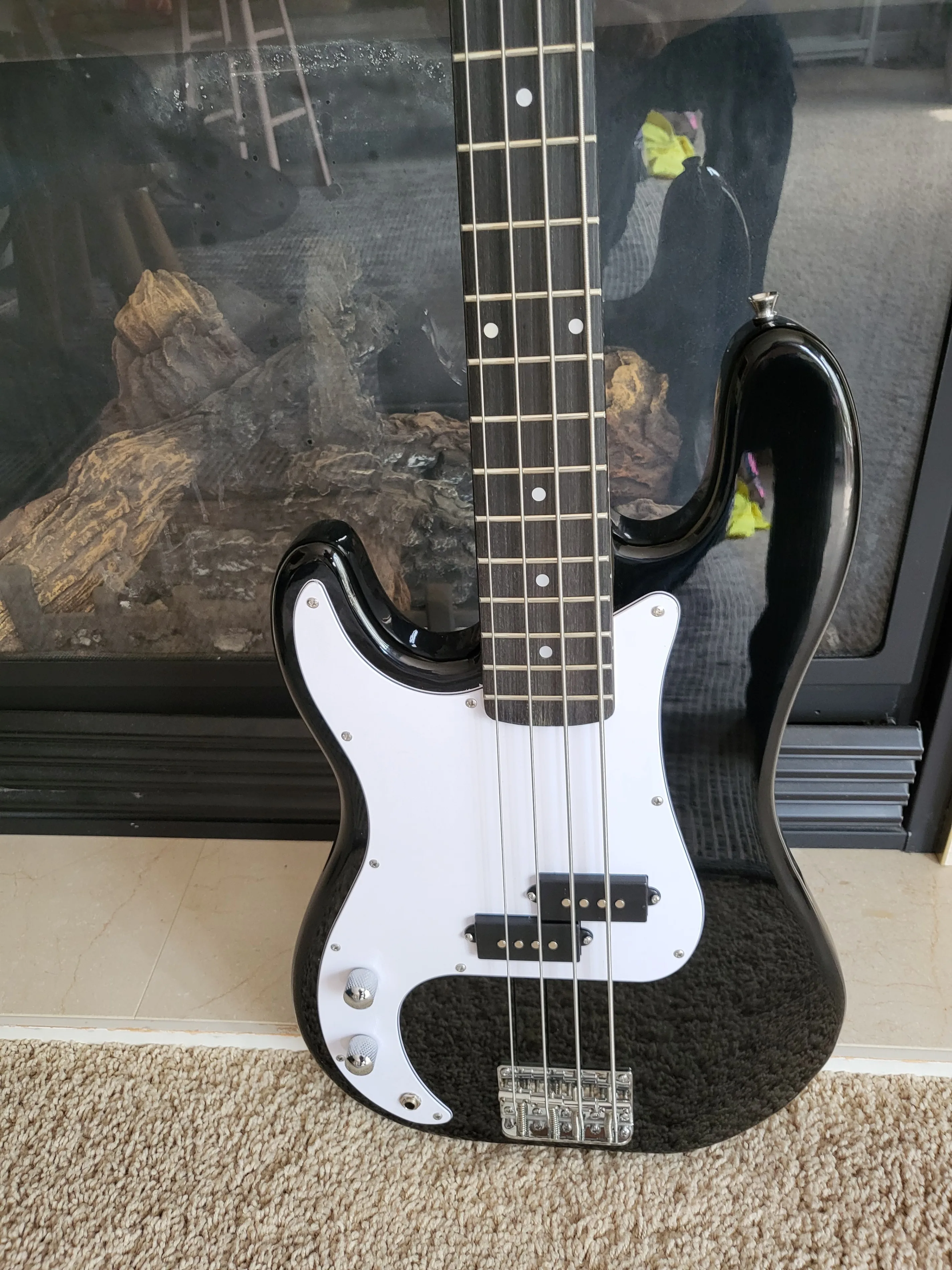 Left-Handed Precision Style Bass Guitar Brand New Black package image indicator(3)