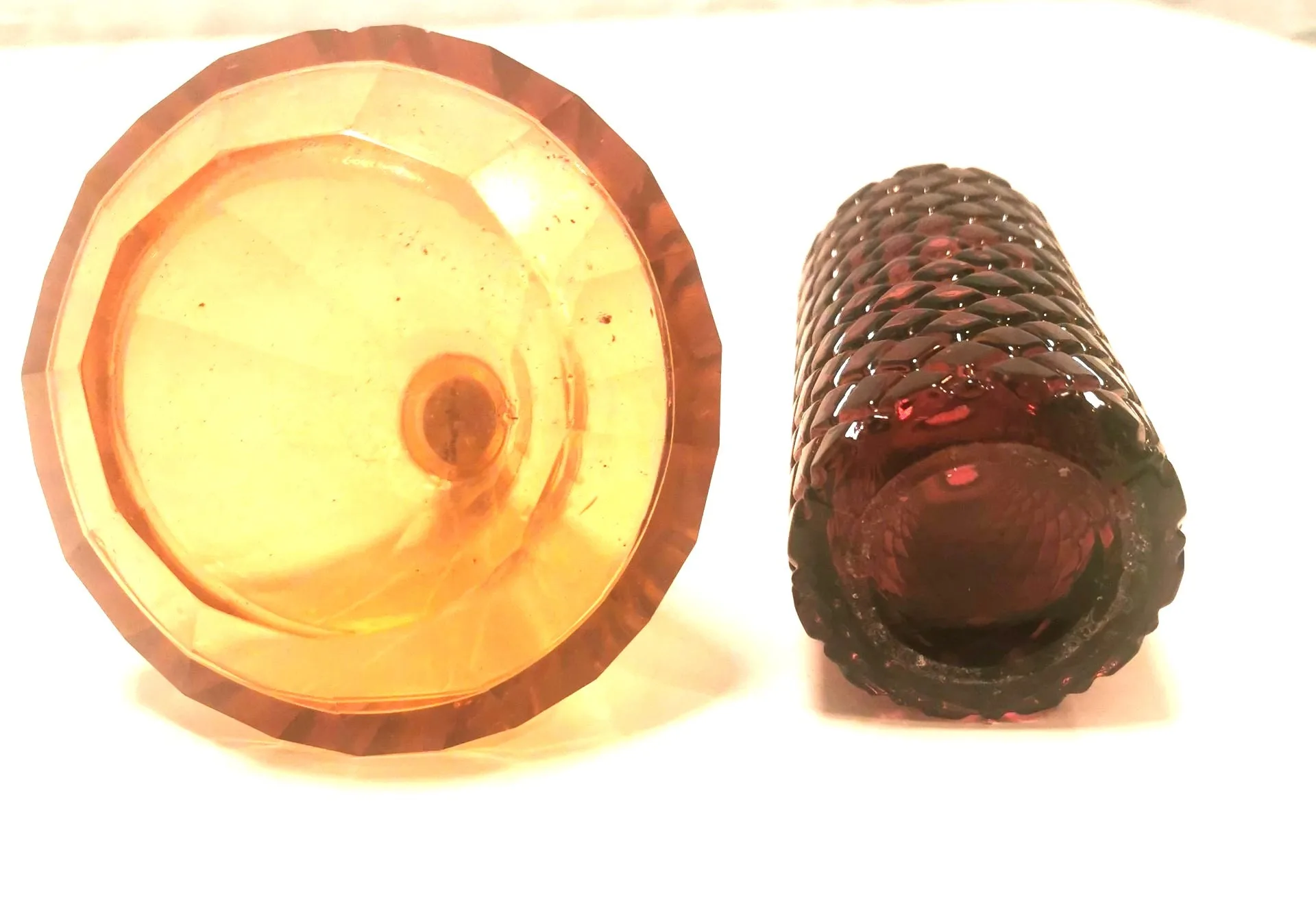 Pair of Vintage glass pieces- Gold Glass, Ruby Red image indicator(4)
