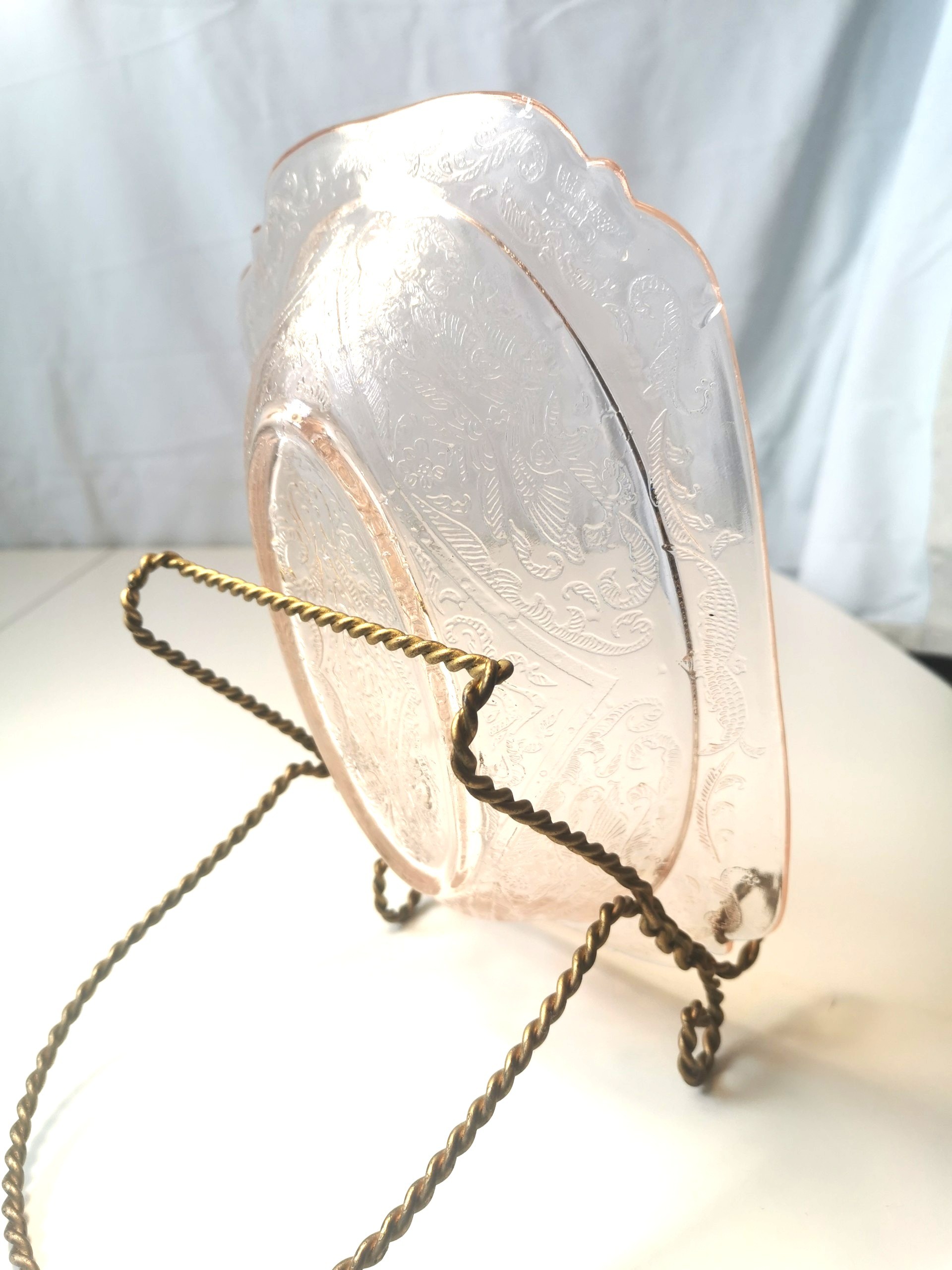 Pink Depression Glass Serving Dish JEANETTE ADAM Pattern 1930s - photo 4