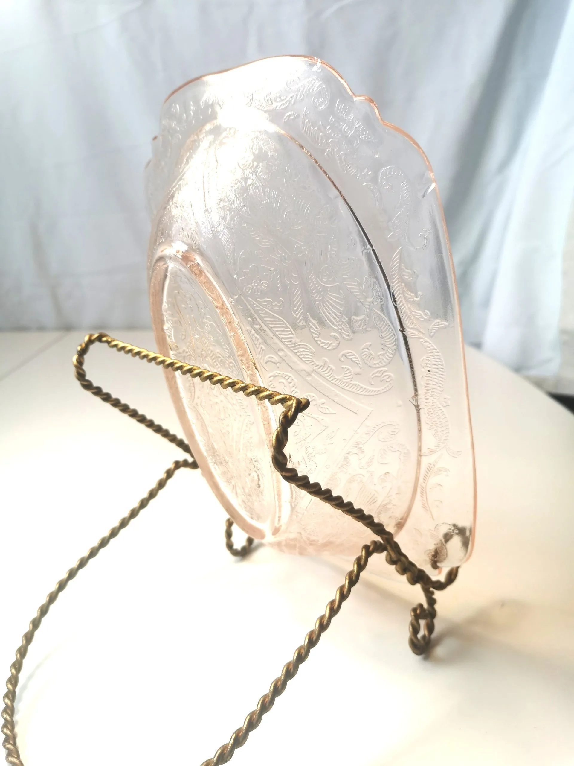 Pink Depression Glass Serving Dish JEANETTE ADAM Pattern 1930s image indicator(4)