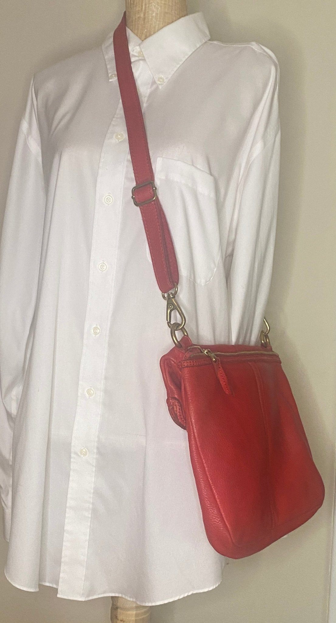 Fossil Erin Crossbody Convertible Red Leather Purse - photo 4