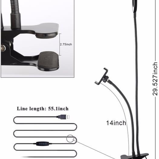 Cell Phone Holder with Selfie Ring & Clamp to Desk - photo 4