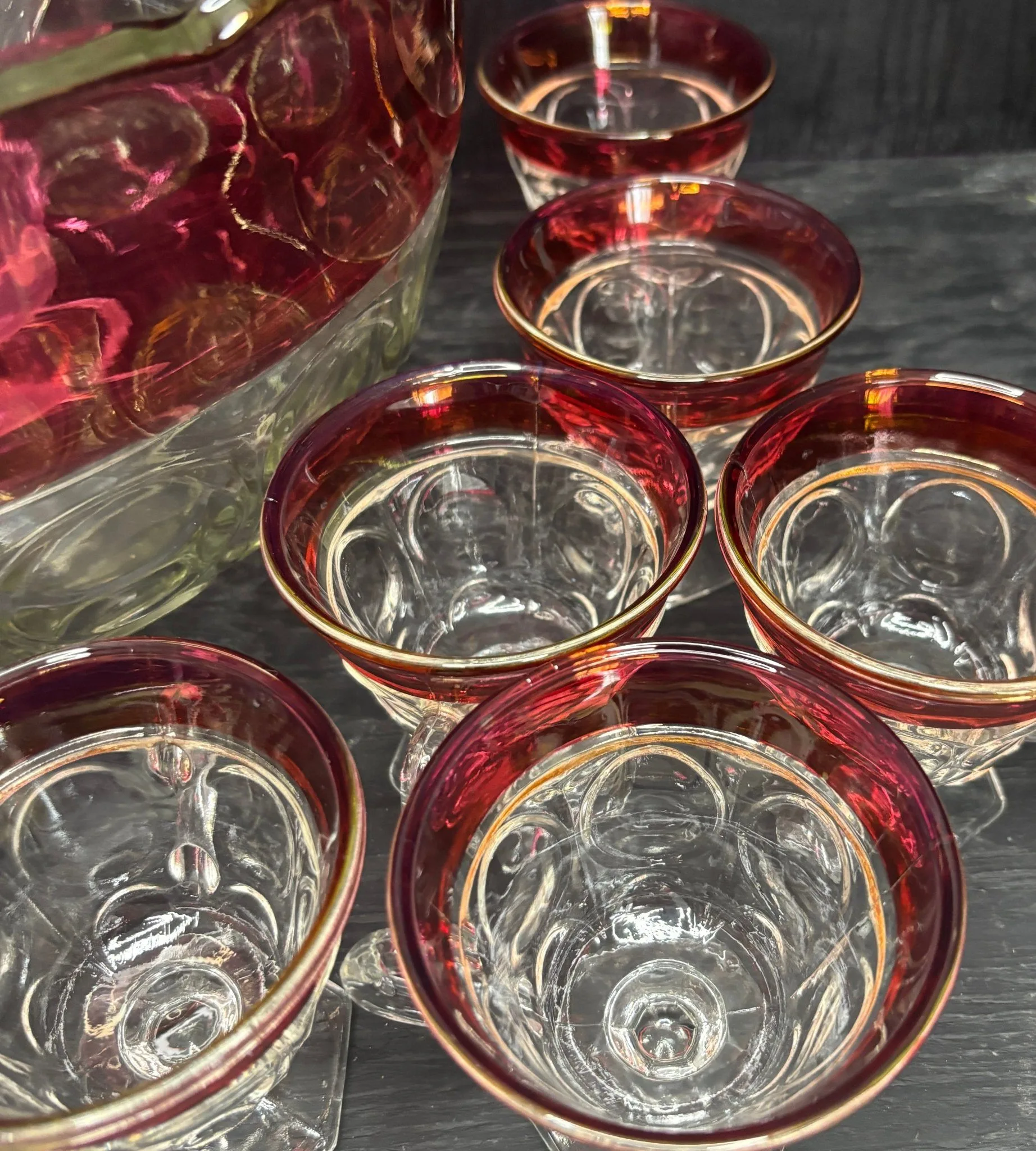 Indiana Glass Ruby Red Glass Punch Bowl Set image indicator(3)