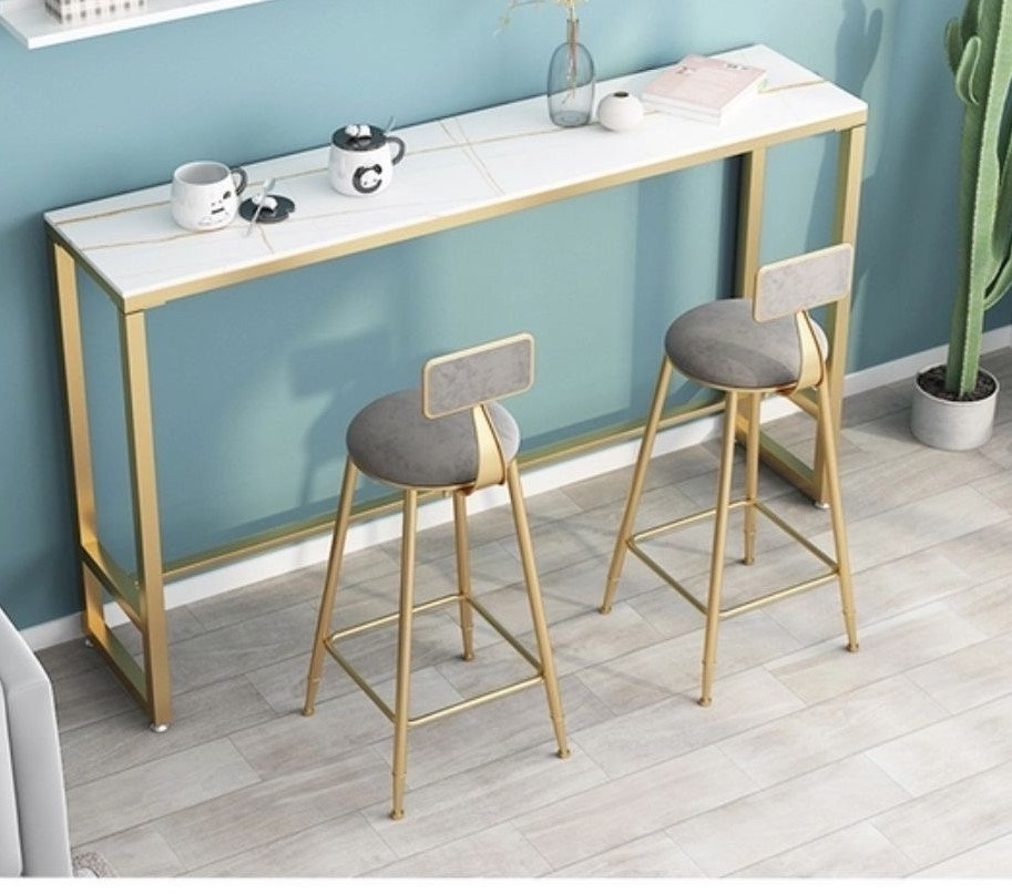 Premium Stone Bar Table with Gold Legs