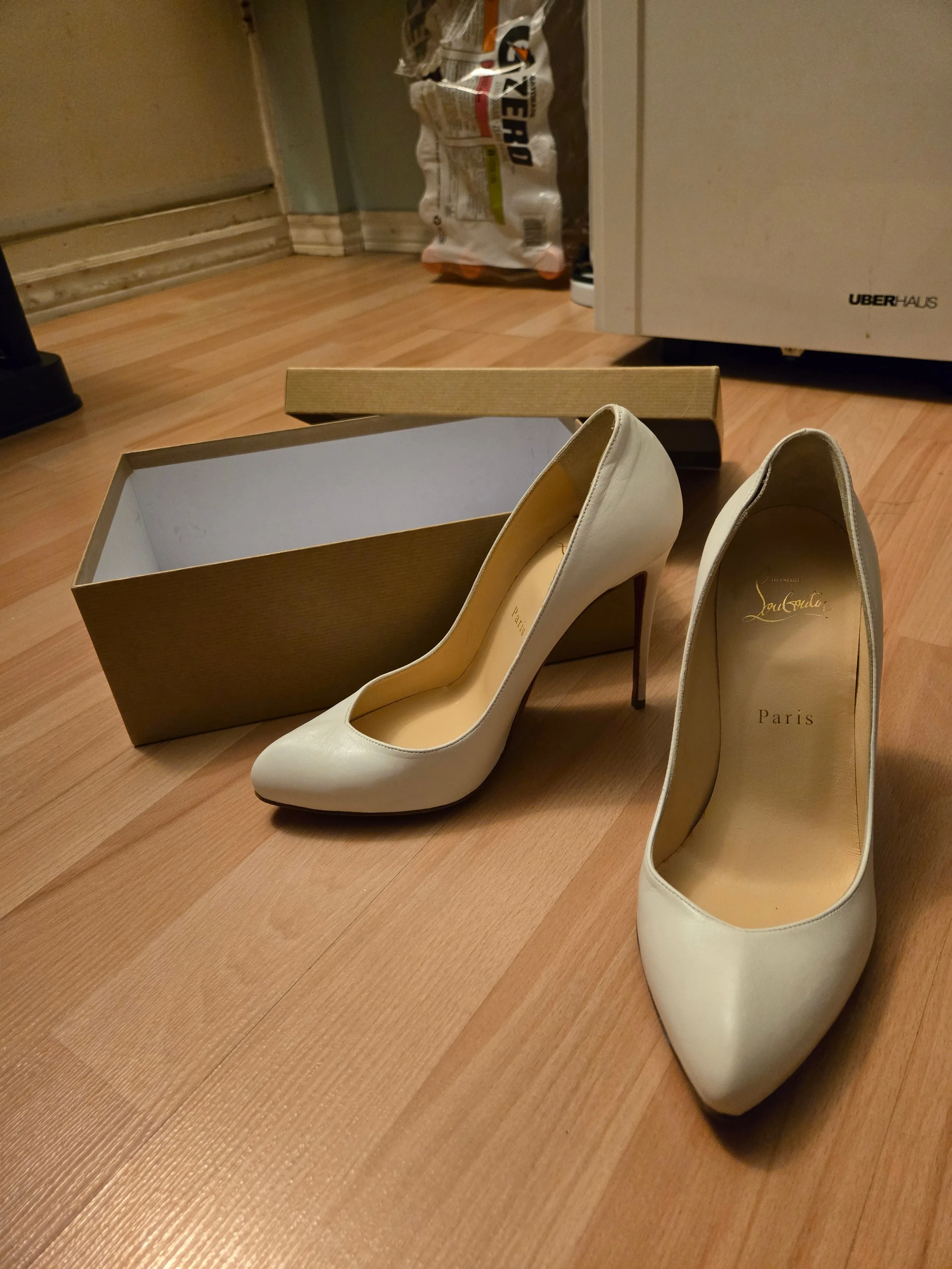 Christian Louboutin Red Bottom Heels | Off-white | Size 37.5