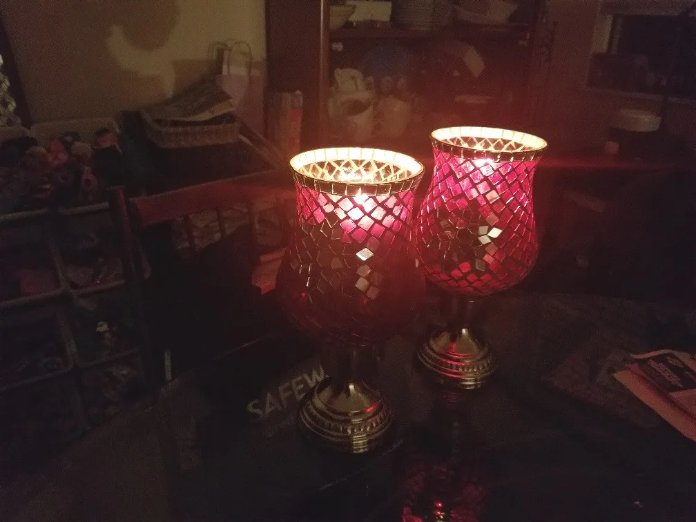 pair Red Mosaic large Candle Holders - Set of 2 image indicator(10)