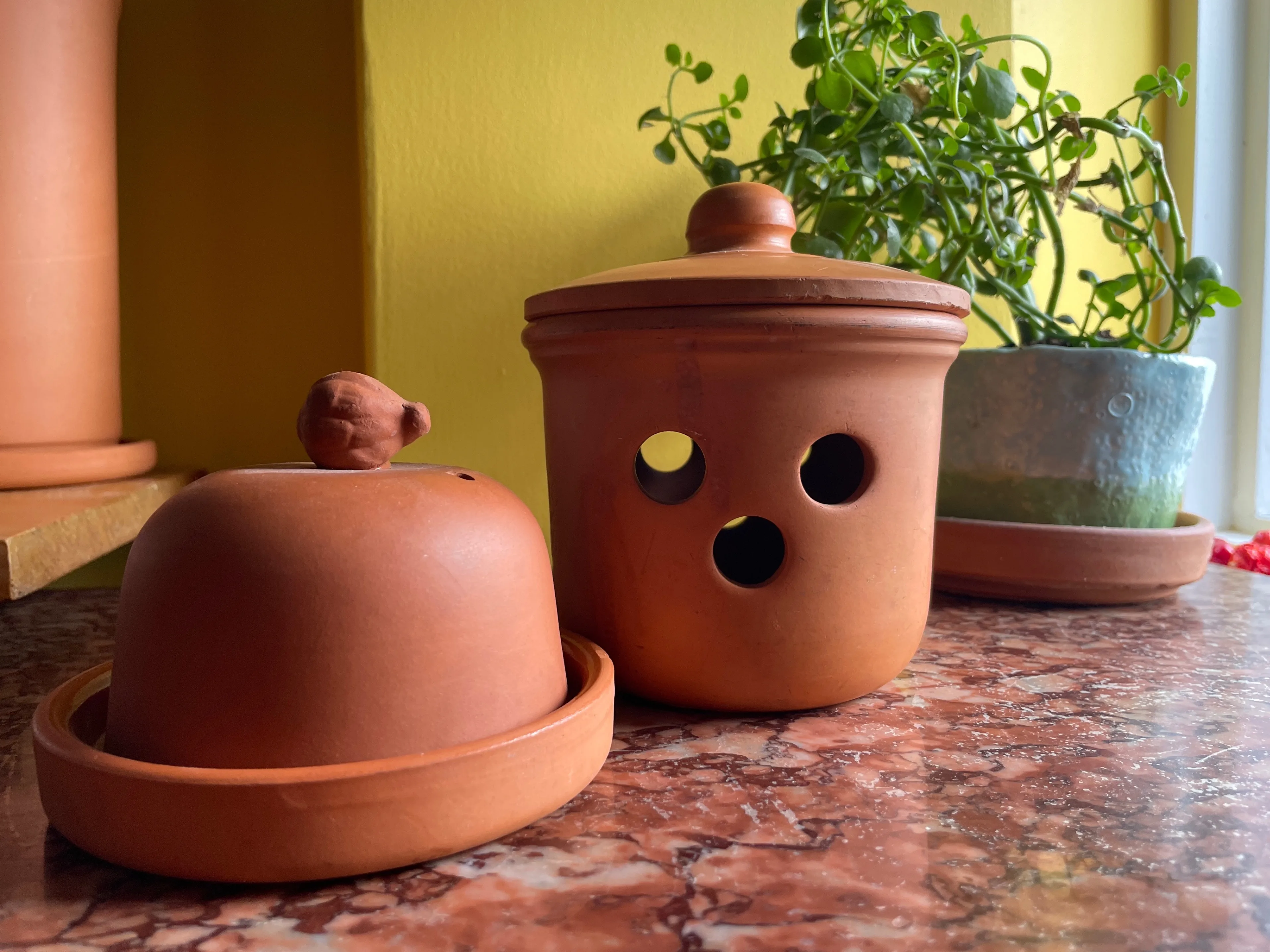 Vintage Himark terra cotta garlic keeper and baker set 🥕 thumbnail