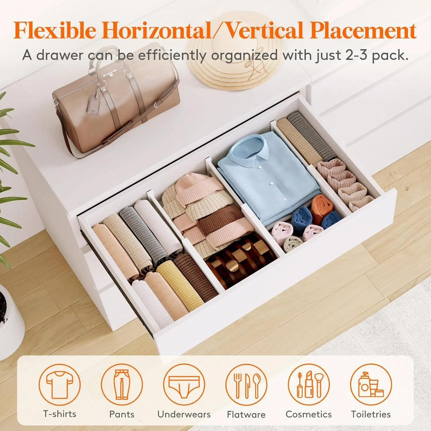 Lifewit 5-Pack Adjustable Drawer Dividers image indicator(6)