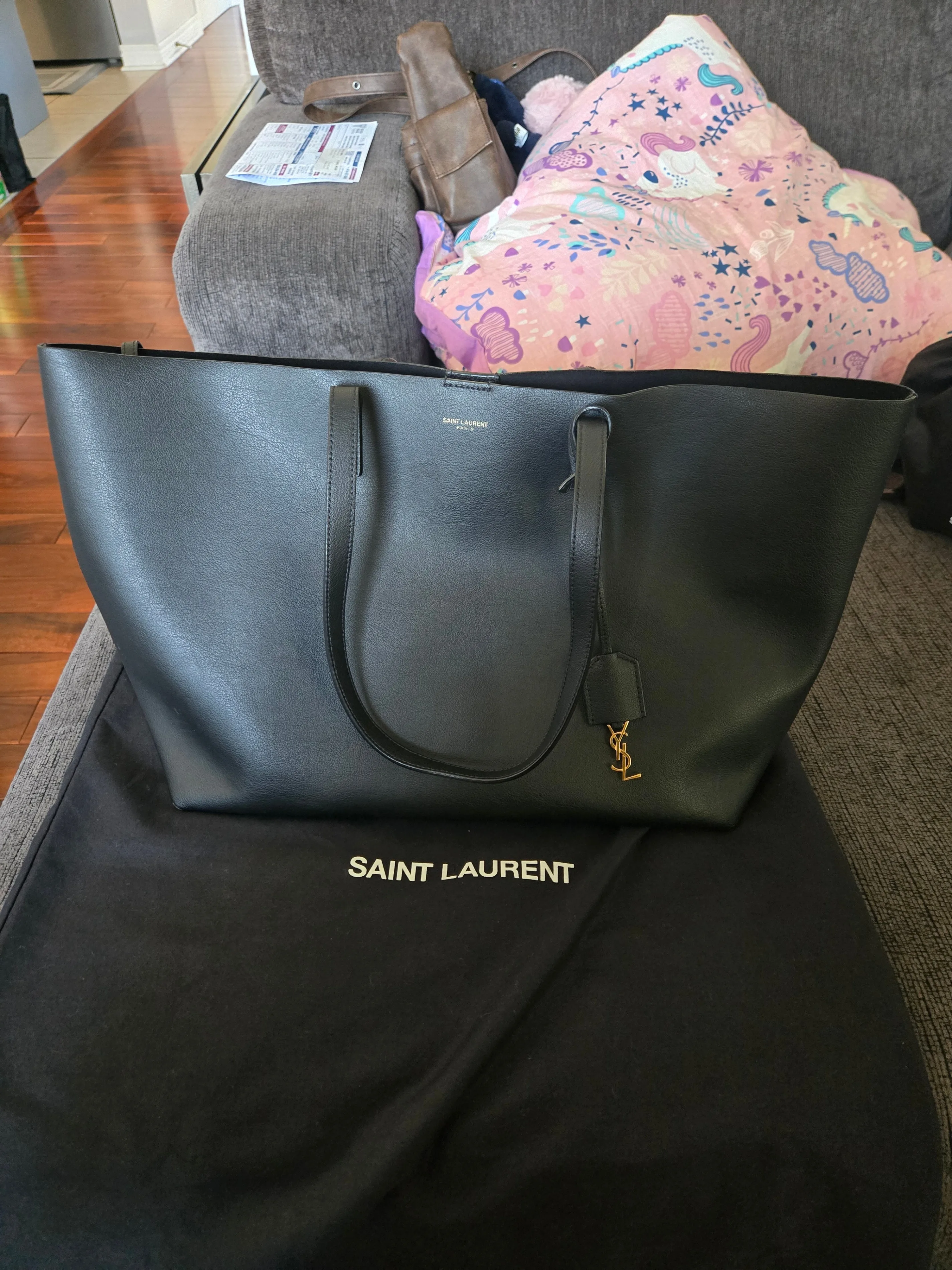 YSL Leather Tote Bag | Black (Authentic)