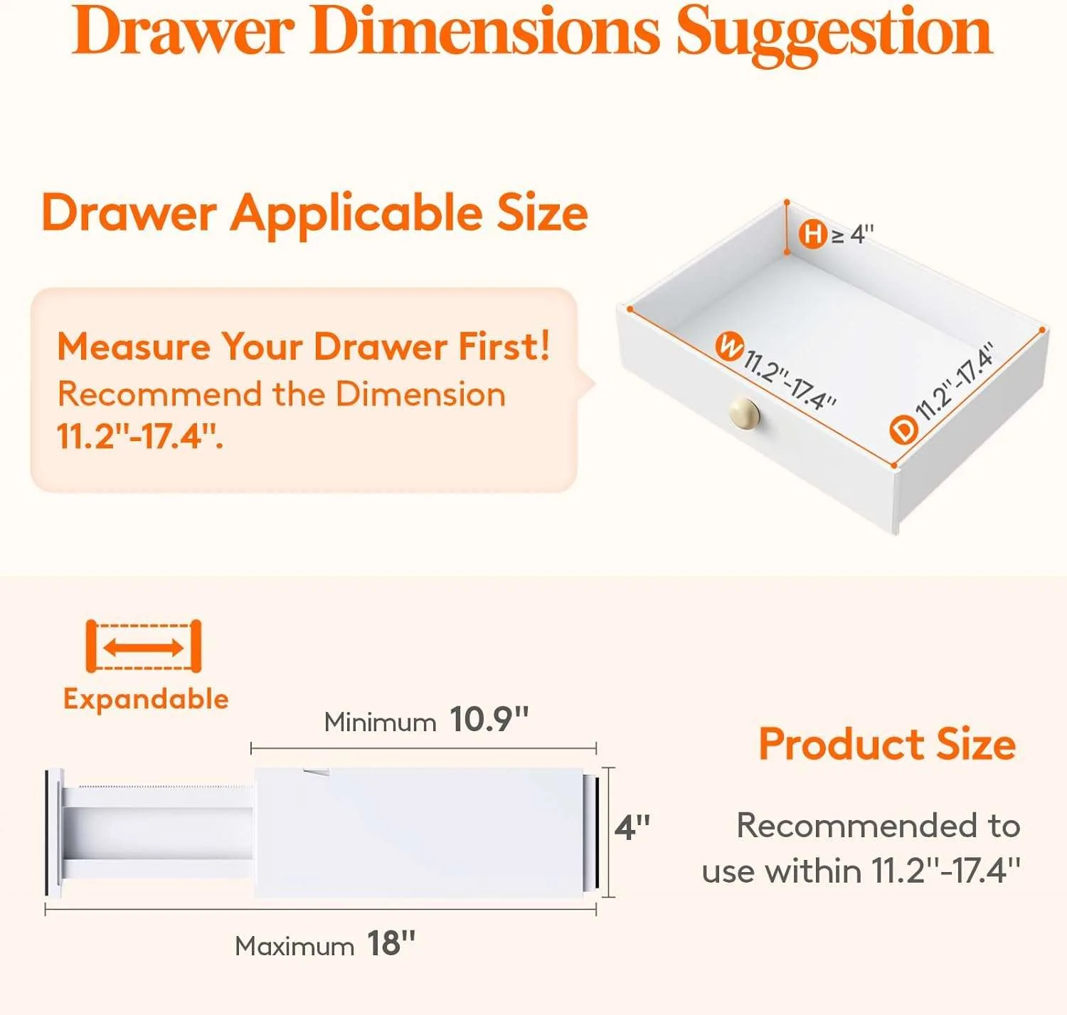 Lifewit 5-Pack Adjustable Drawer Dividers image indicator(2)