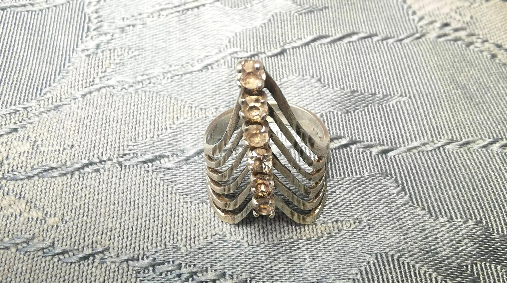 Sterling Silver 925 Multi Band Index Finger Clear Accents 6.5 image indicator(7)