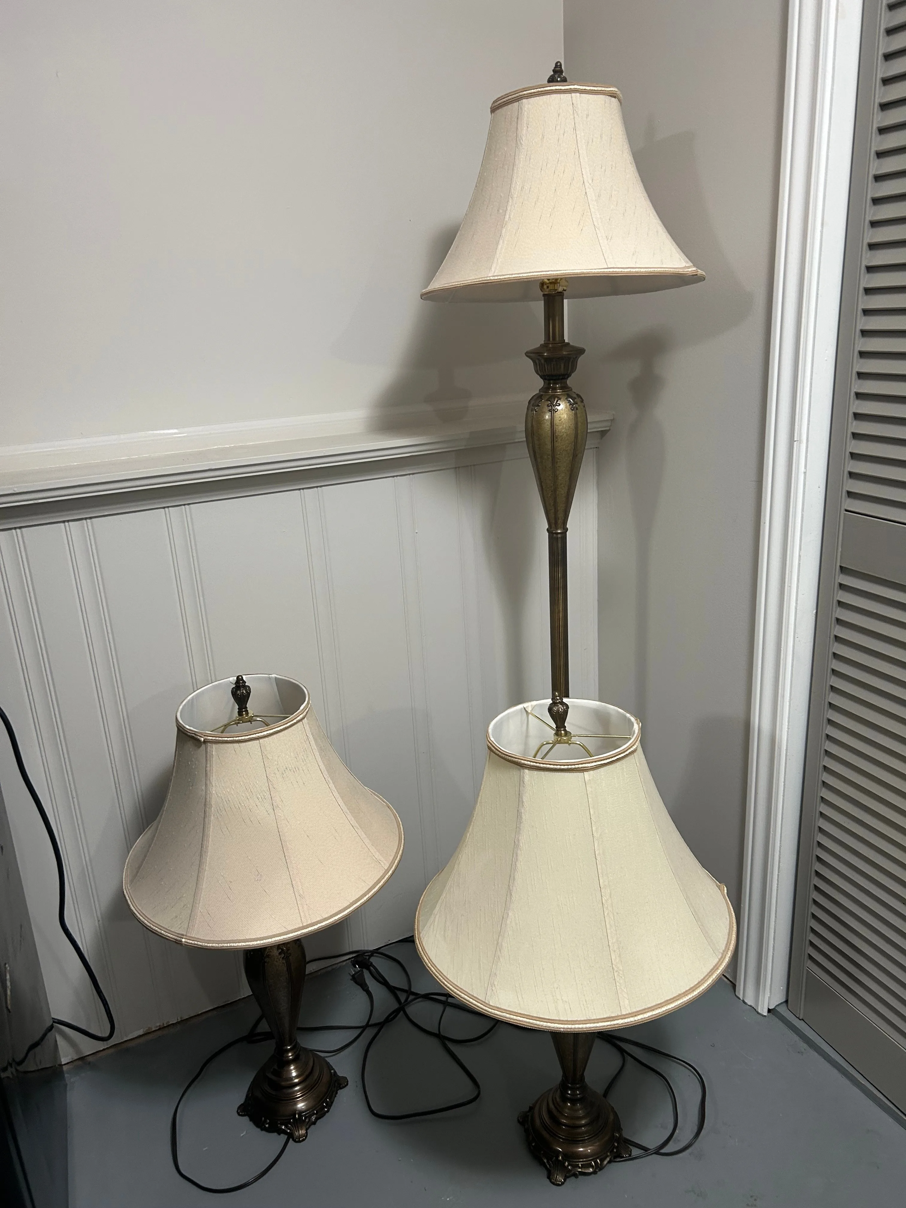SET: Two beside lamps & Matching floor lamp