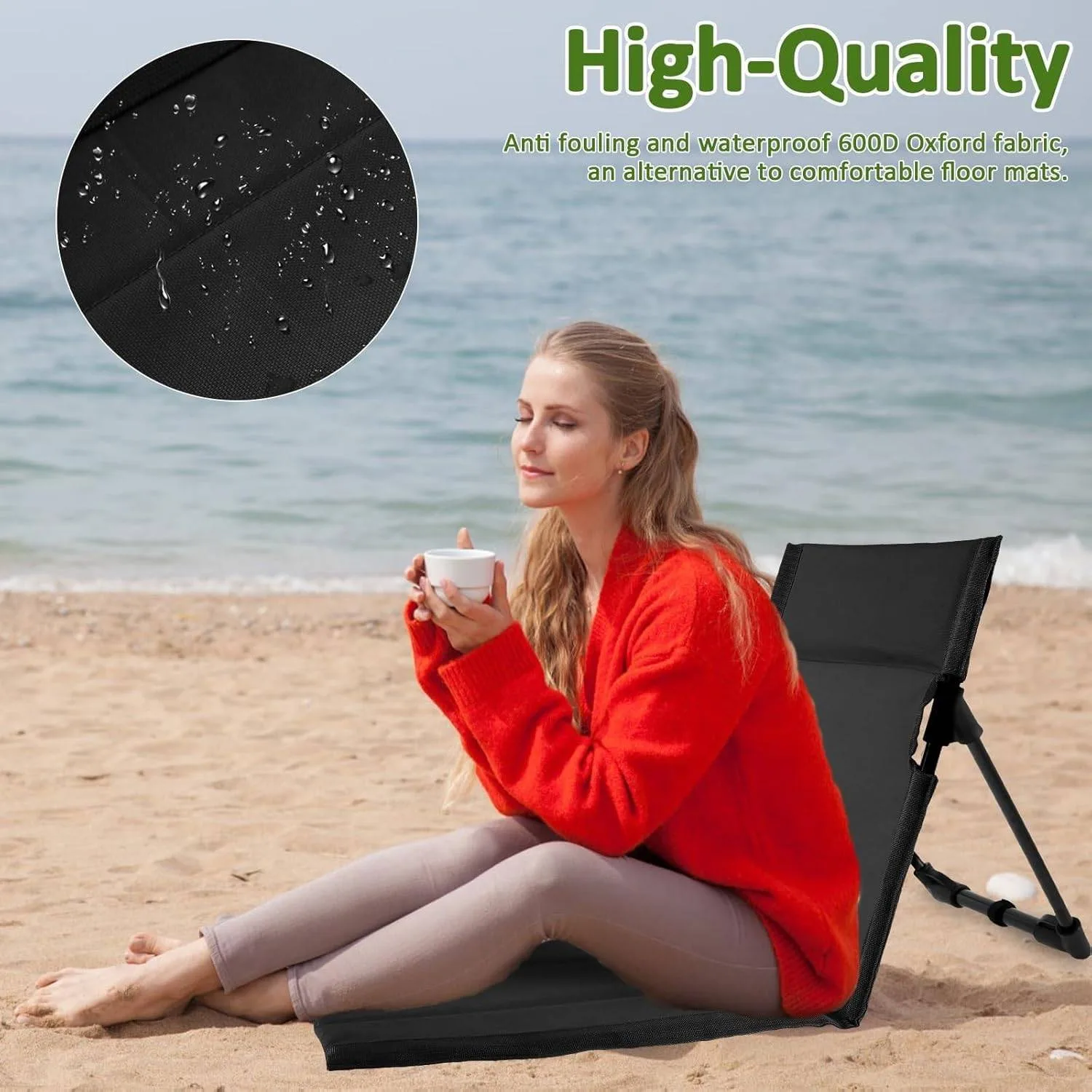 Set of 2 Portable Beach Floor Chairs – Black image indicator(3)