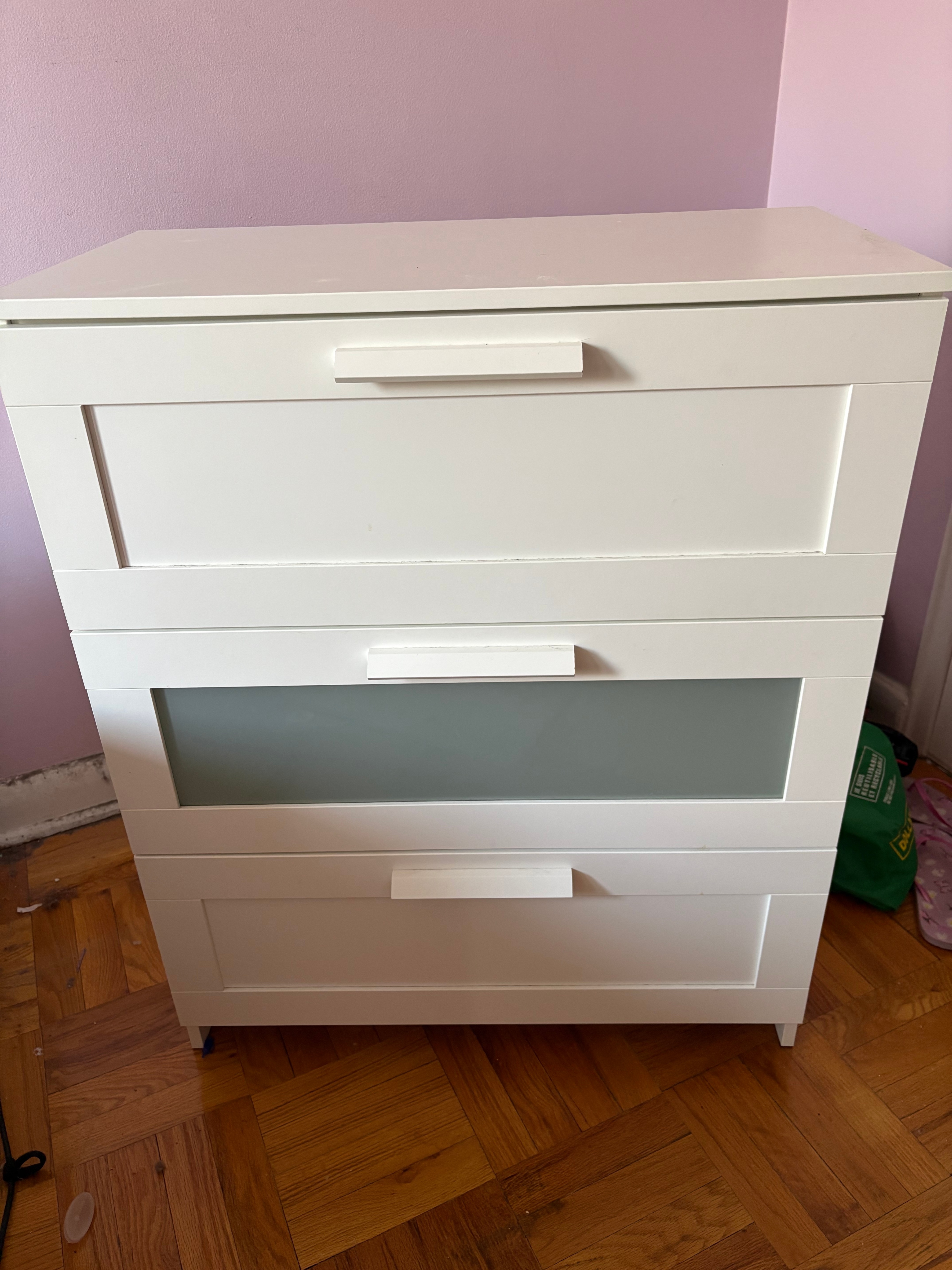 Moving Sale: White Ikea 3 Drawer Dresser