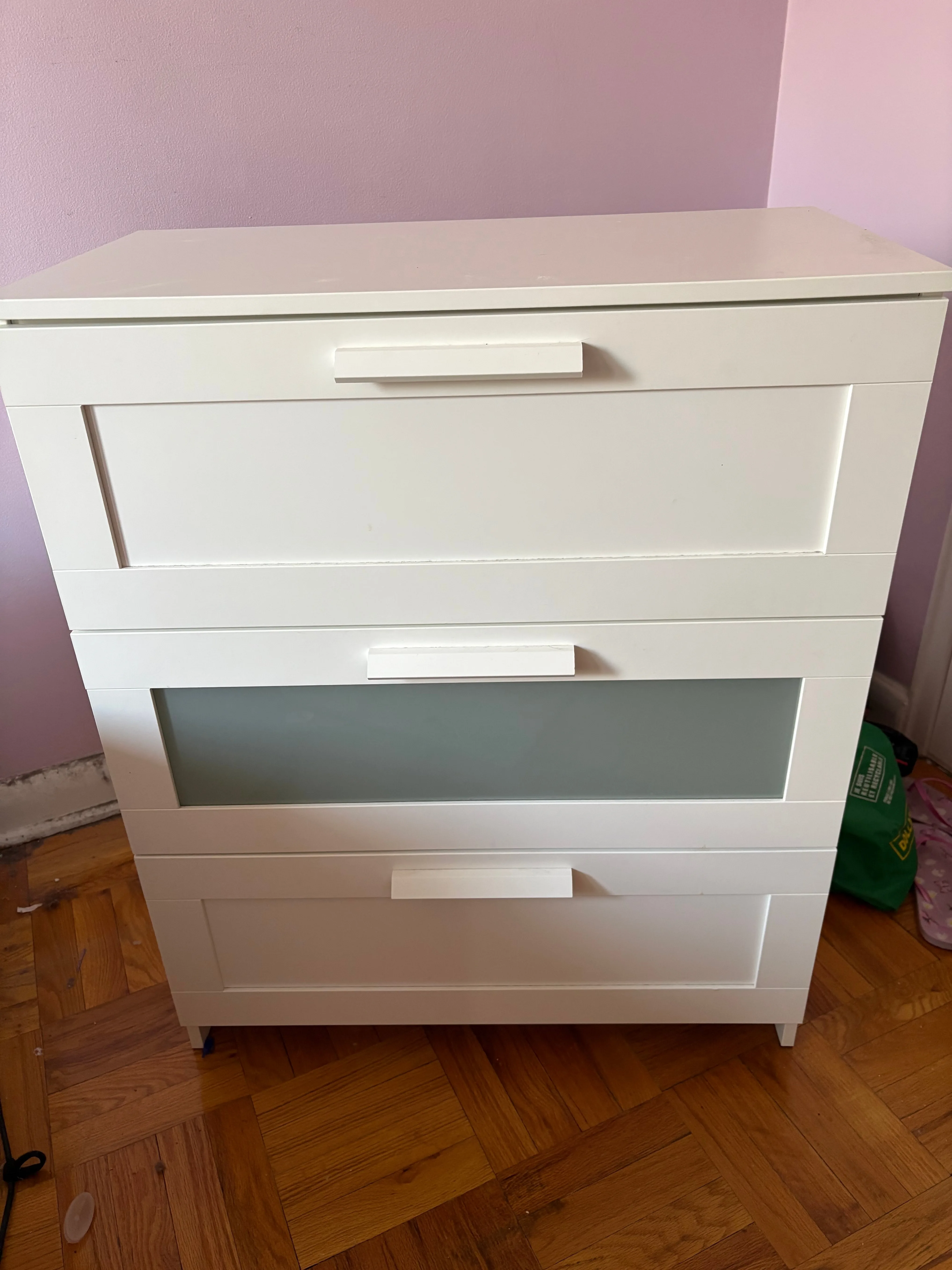 Moving Sale: White Ikea 3 Drawer Dresser