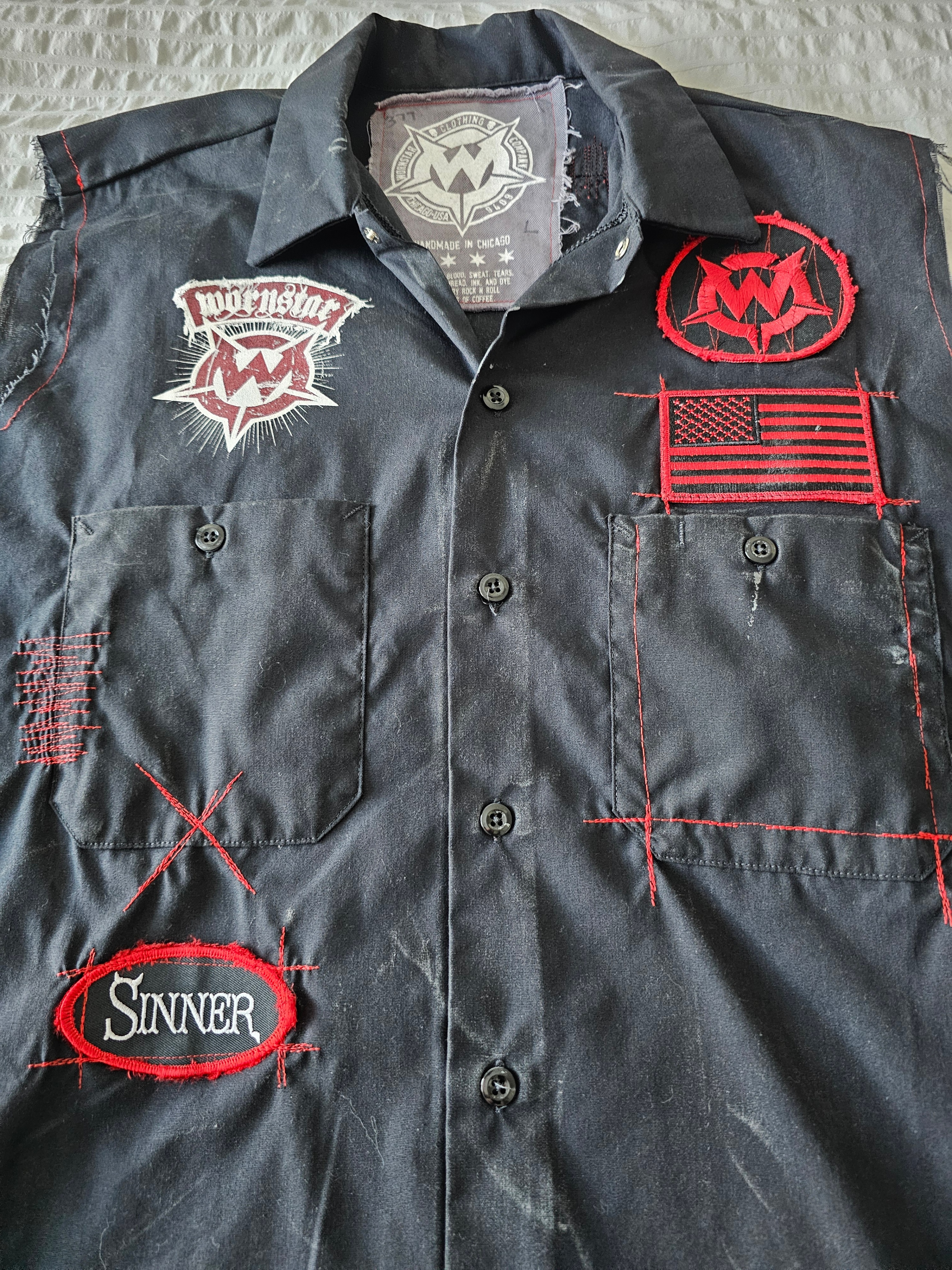 "WORNSTAR"-CHICAGO SKULL-Sleeveless Work Shirt - photo 4