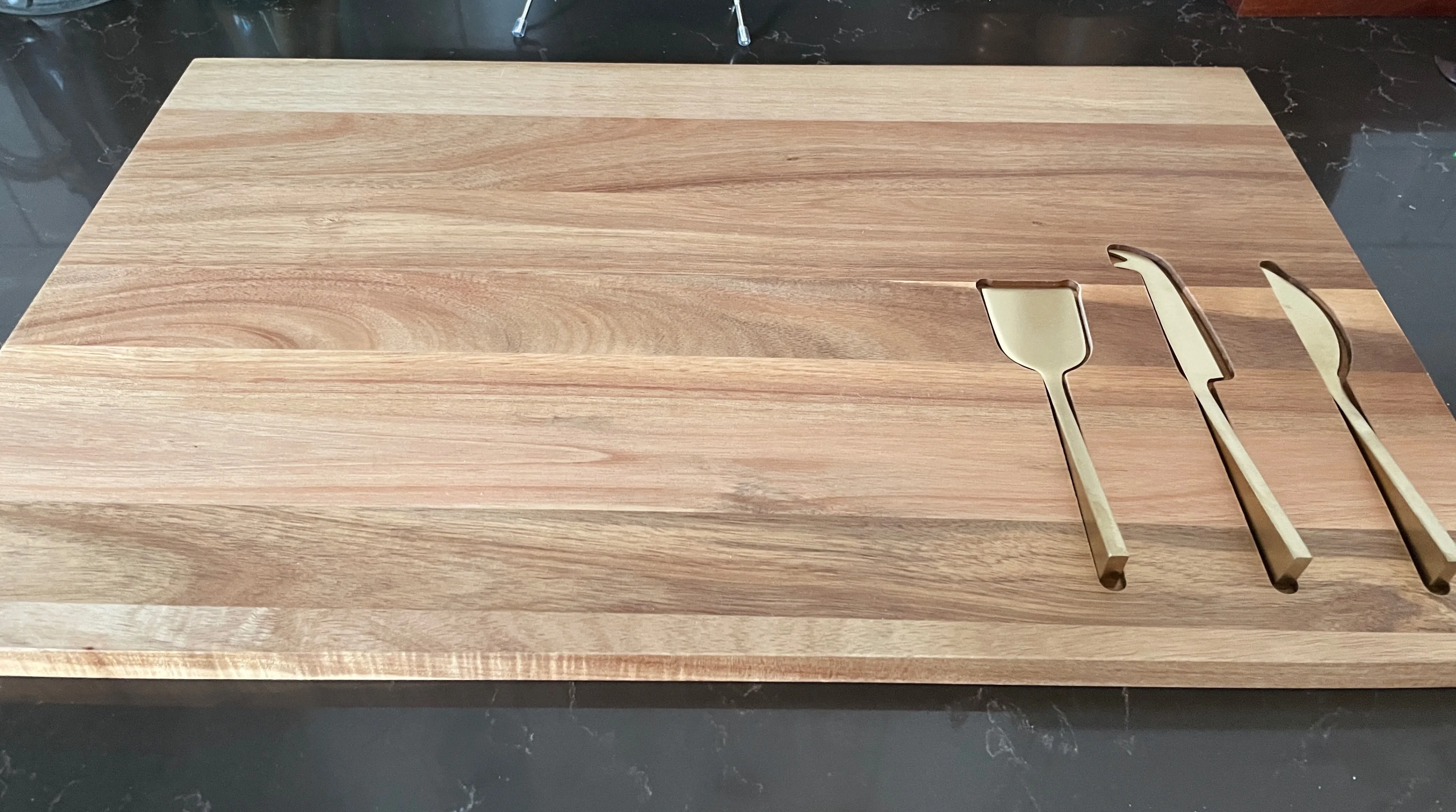 Crate and Barrel Octavia Large Wood Board with Cheese Knives image indicator(3)