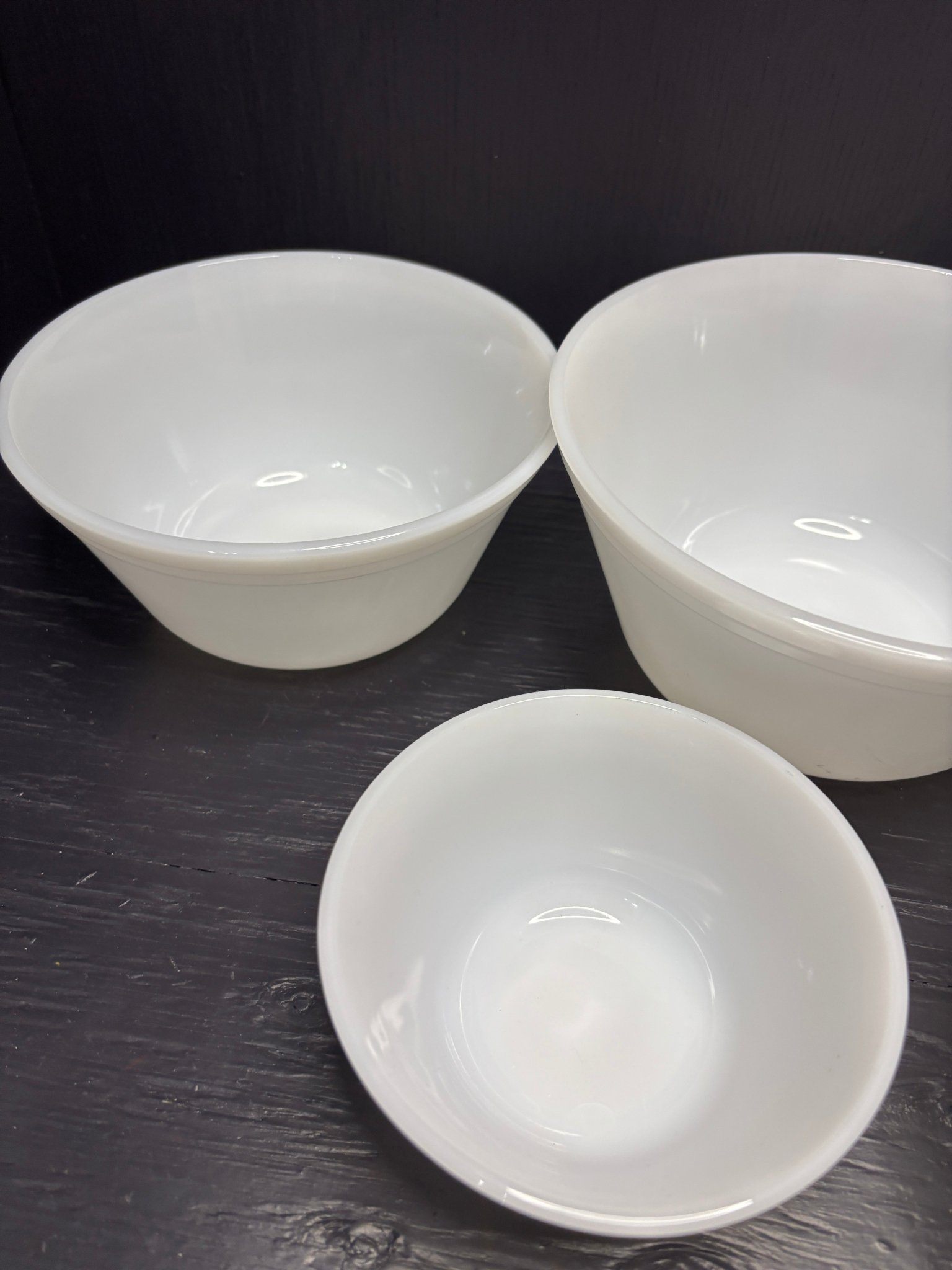 Federal Glass Milk Glass White Mixing Bowl Set - photo 3