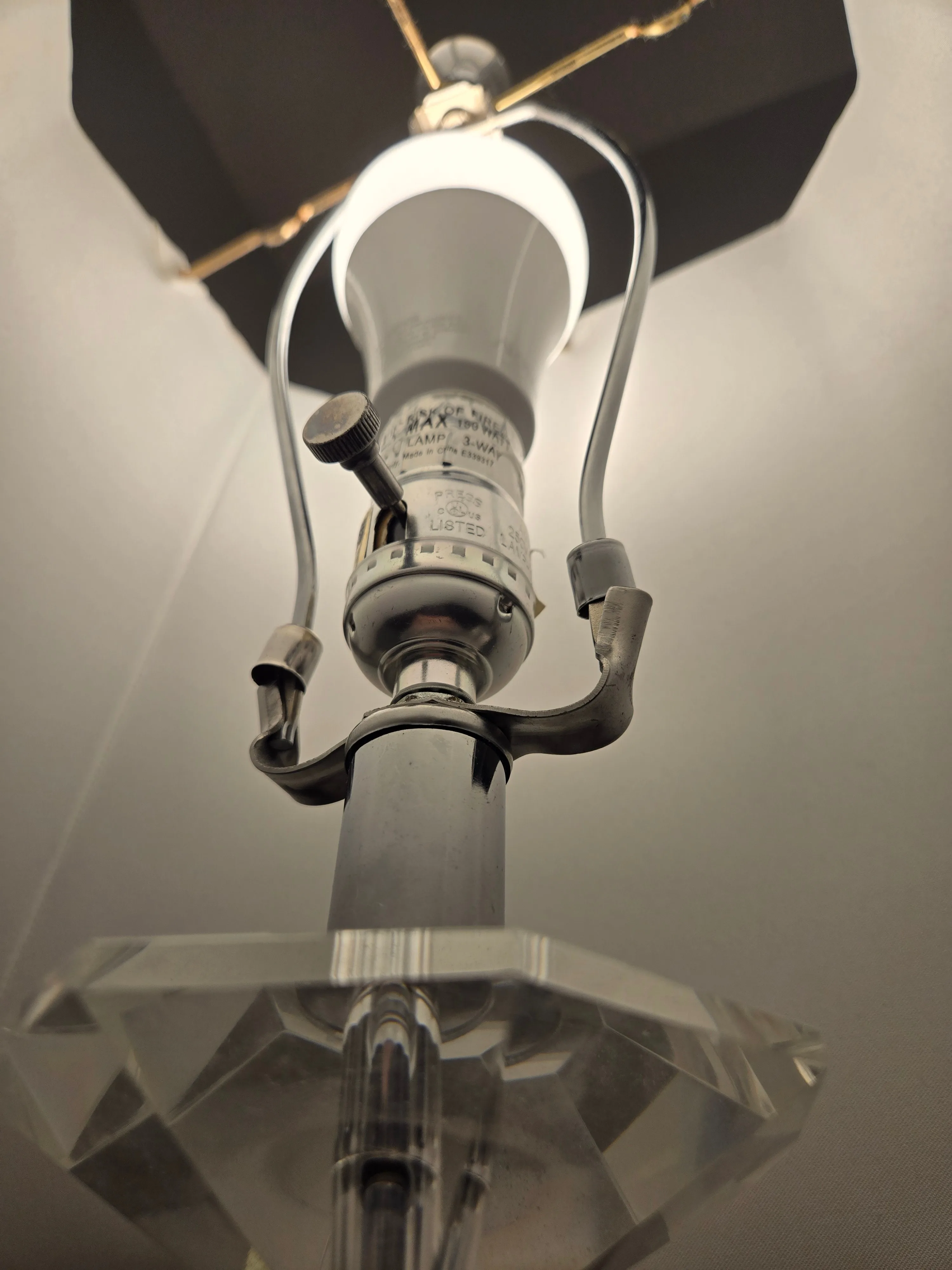 Pair of Glass Bedside Lamps – White Shades, Vintage Twist Switch image indicator(4)