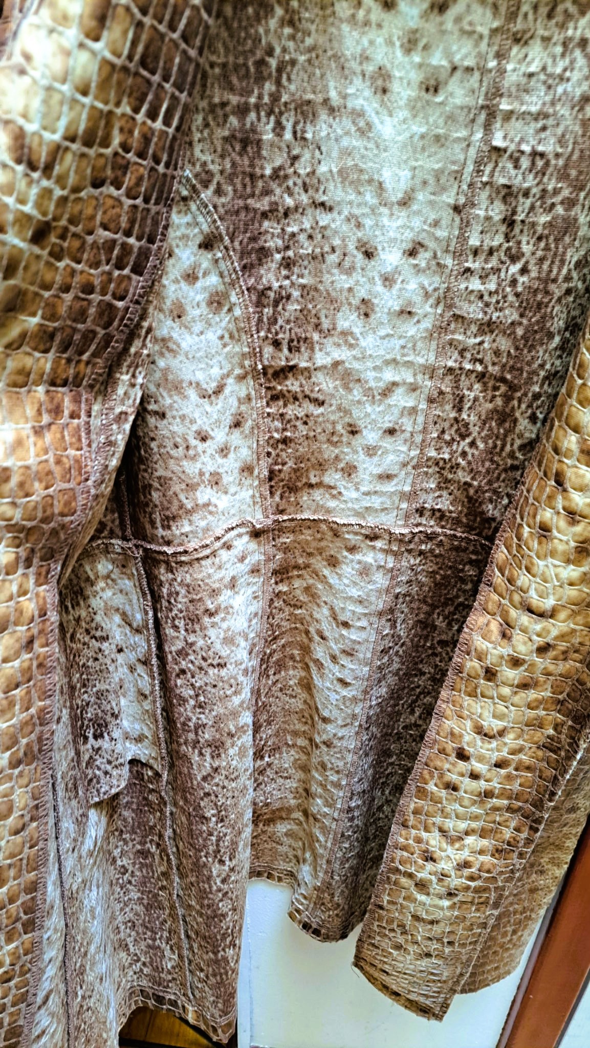 Women's Vintage Crocodile Skin Embossed Texture Long Blazer/Coat - photo 4