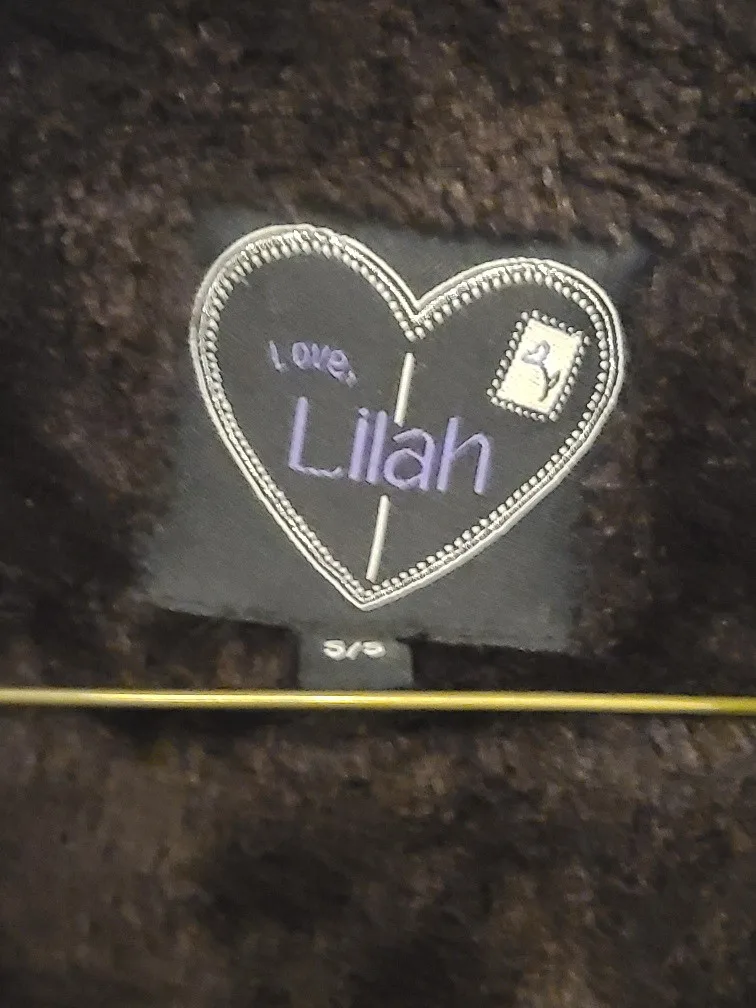 Girl's chocolate double breast winter faux suede coat Size 5 image indicator(4)