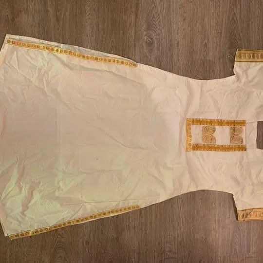 Unique hand woven salwar kameez + shawl.