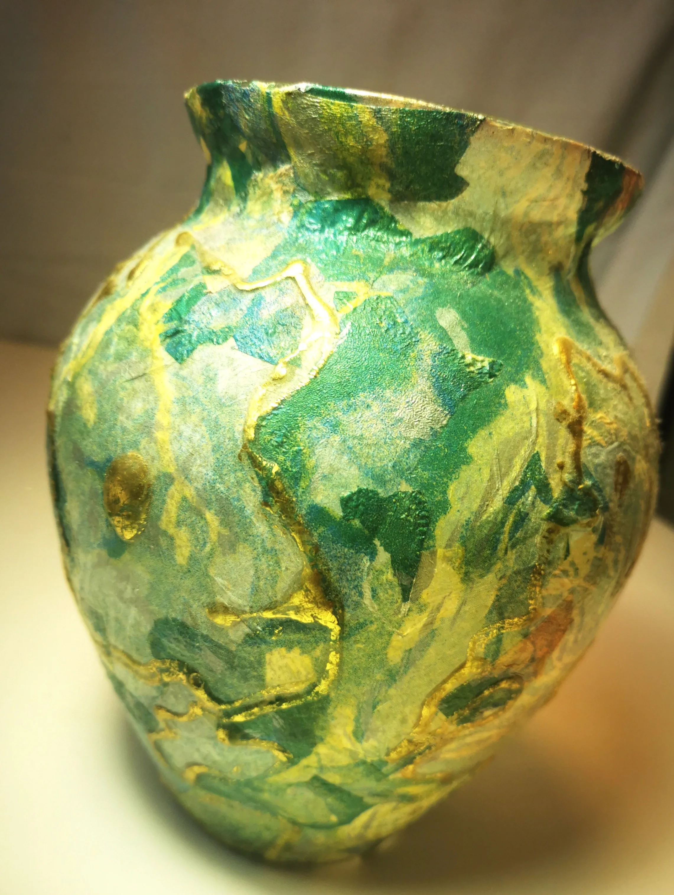 Handmade Decorative Vase with Floral Design 7.5" Tall Vintage image indicator(9)