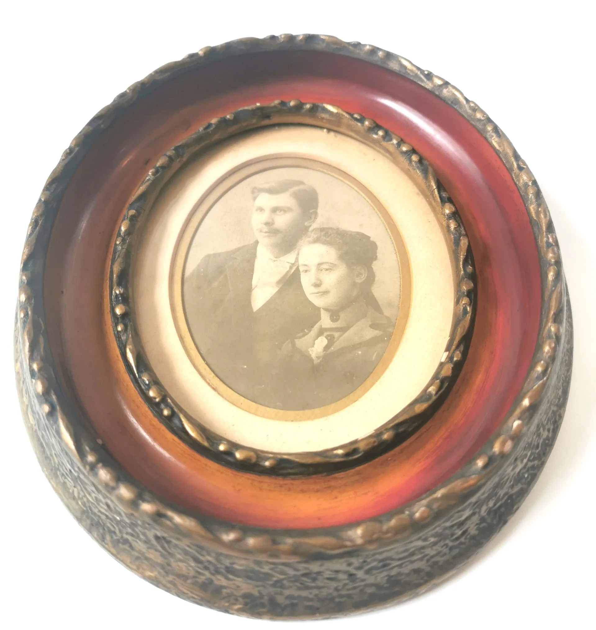 ANTIQUE T. EATON CO. Framed Portrait 1905 Canadian Couple H6570 image indicator(6)