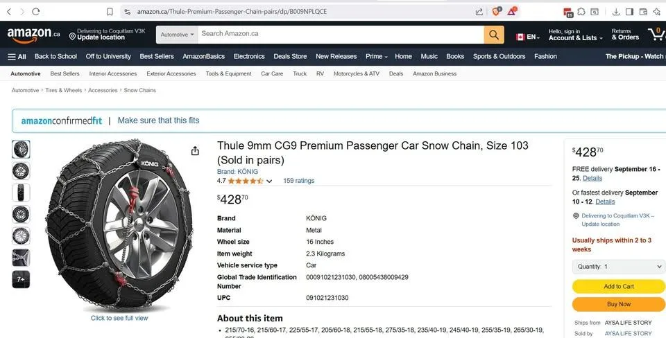 New Model 3 19 Snow Chains -CG9 Premium Passenger Car Snow Chain image indicator(3)