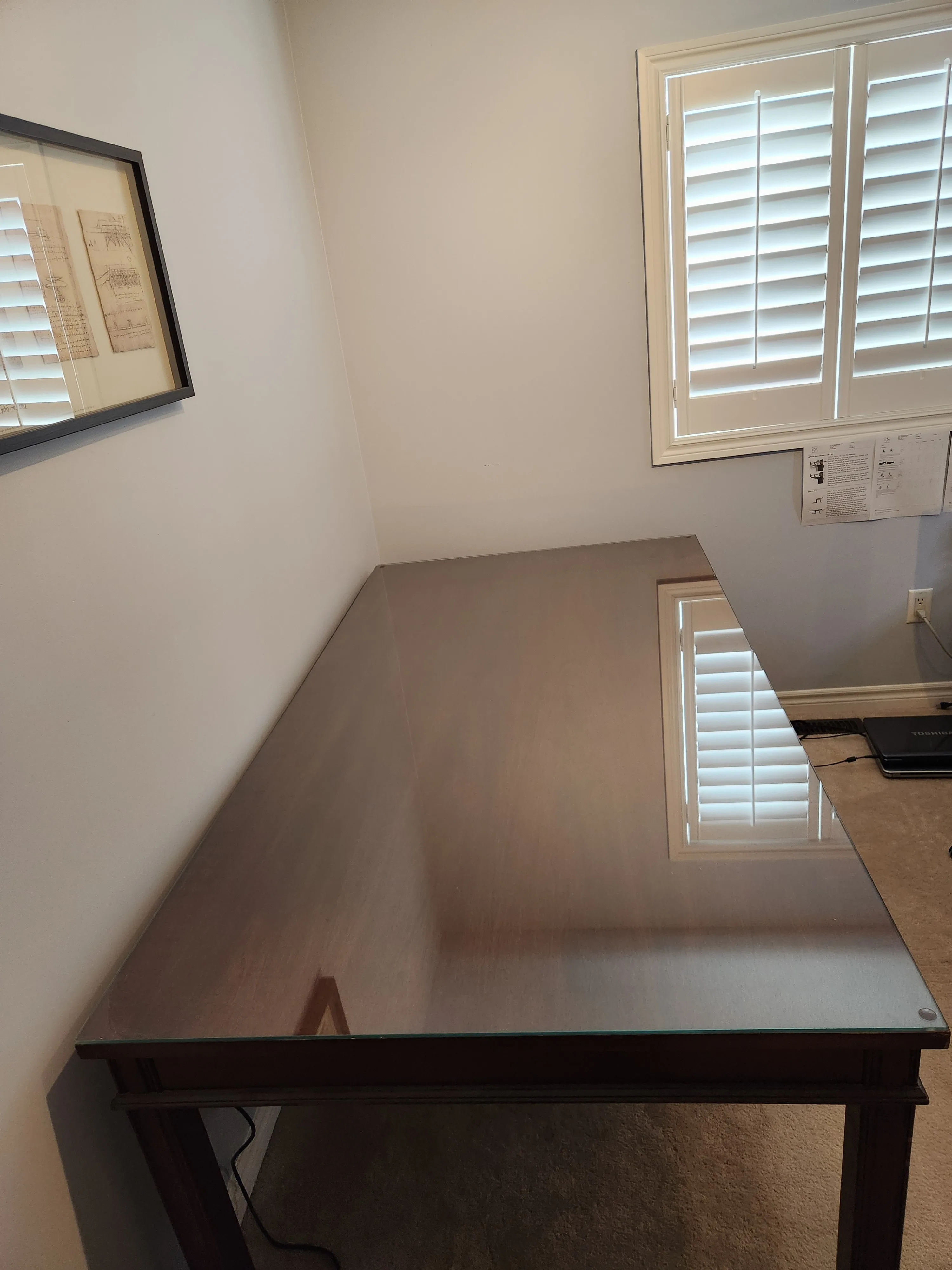 Vintage Solid Wood Table with Protective Glass Cover image indicator(2)