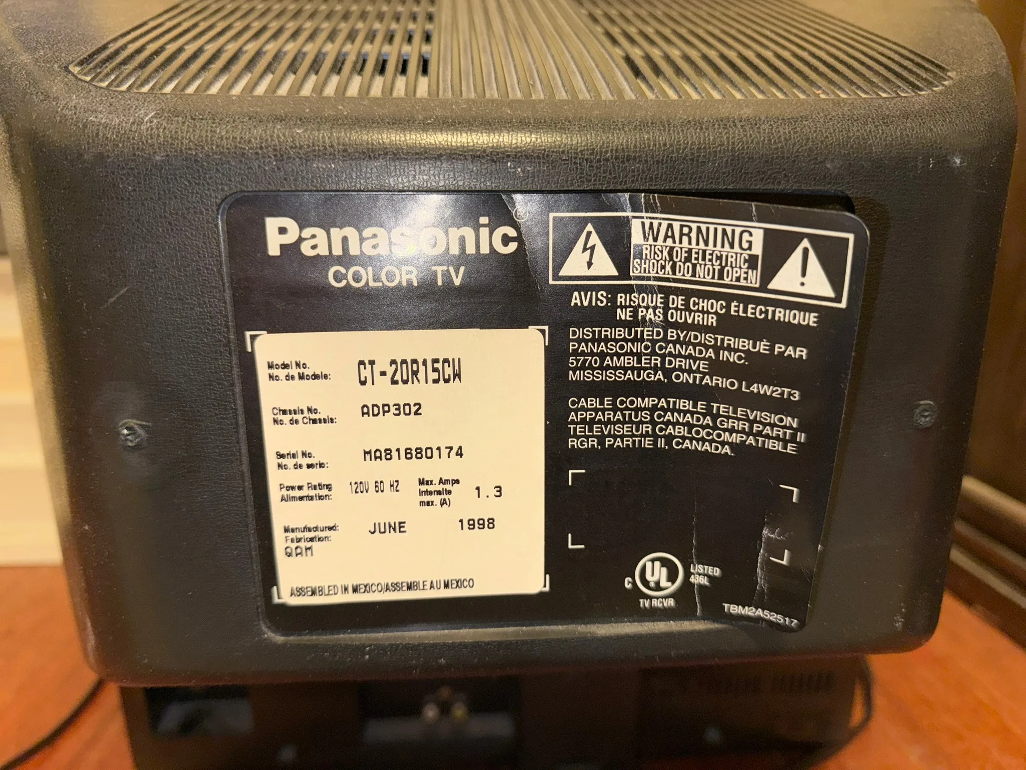 Panasonic CT-20R15CW Colour CRT TV image indicator(3)