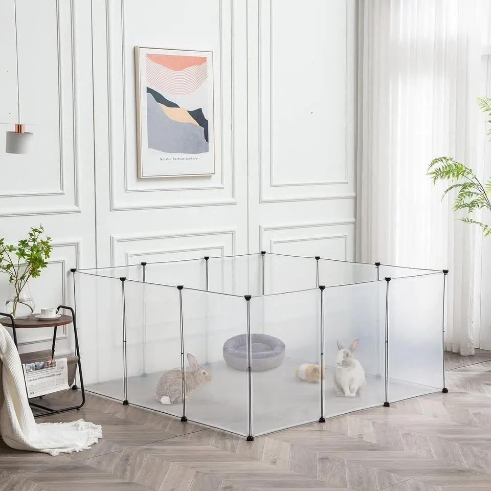 BRAND NEW Transparent Indoor Pet Playpen. 12 Panels 28"H x 20"W image indicator(4)