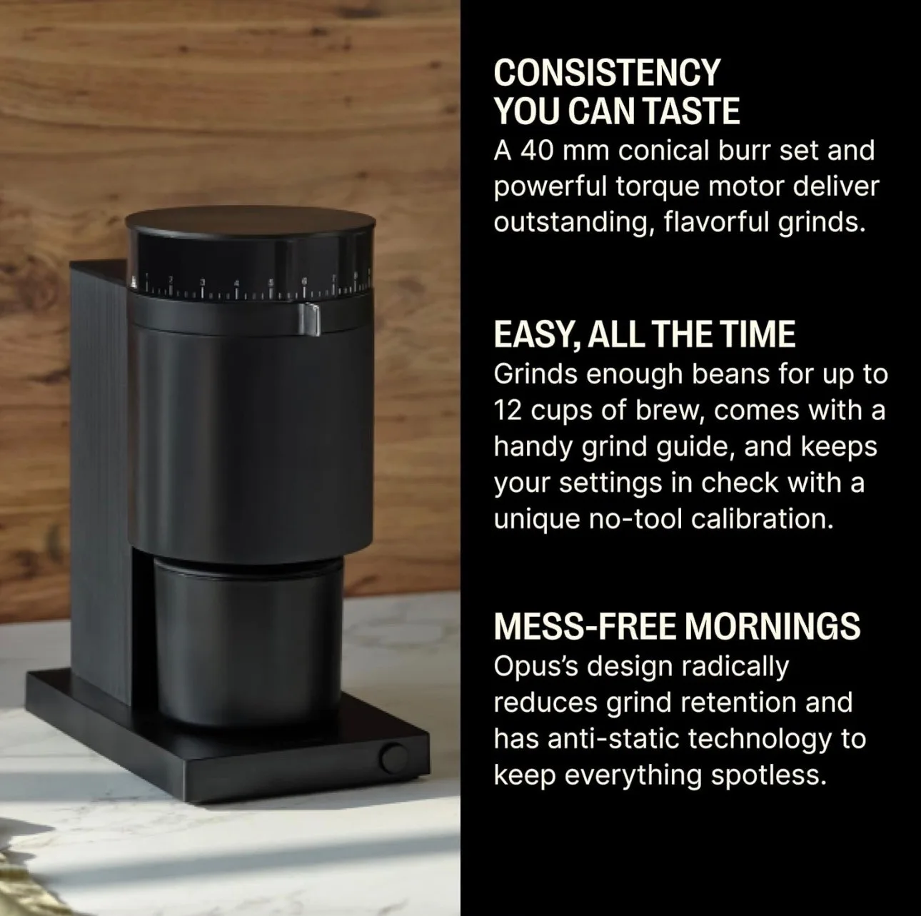 Fellow Opus e-Burr Coffee Grinder All Purpose 41 Settings NEW image indicator(3)
