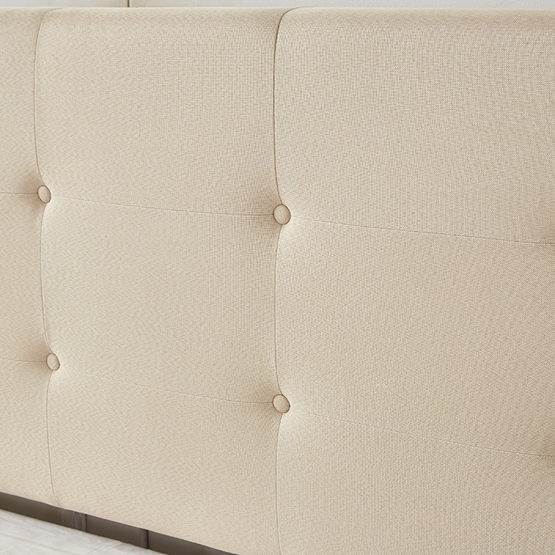 Stunning Tufted Platform Bed – Modern Beige/D Grey Finish - photo 5