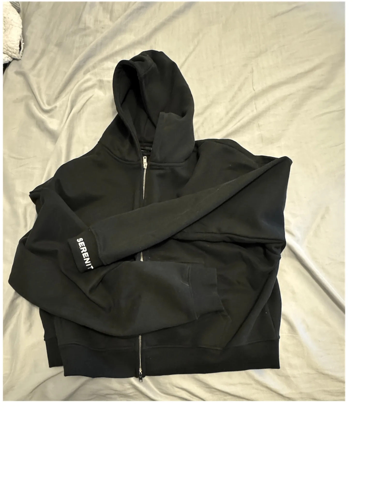 Serenity Cropped Zip-Up Hoodie (Medium) – Black image indicator(2)