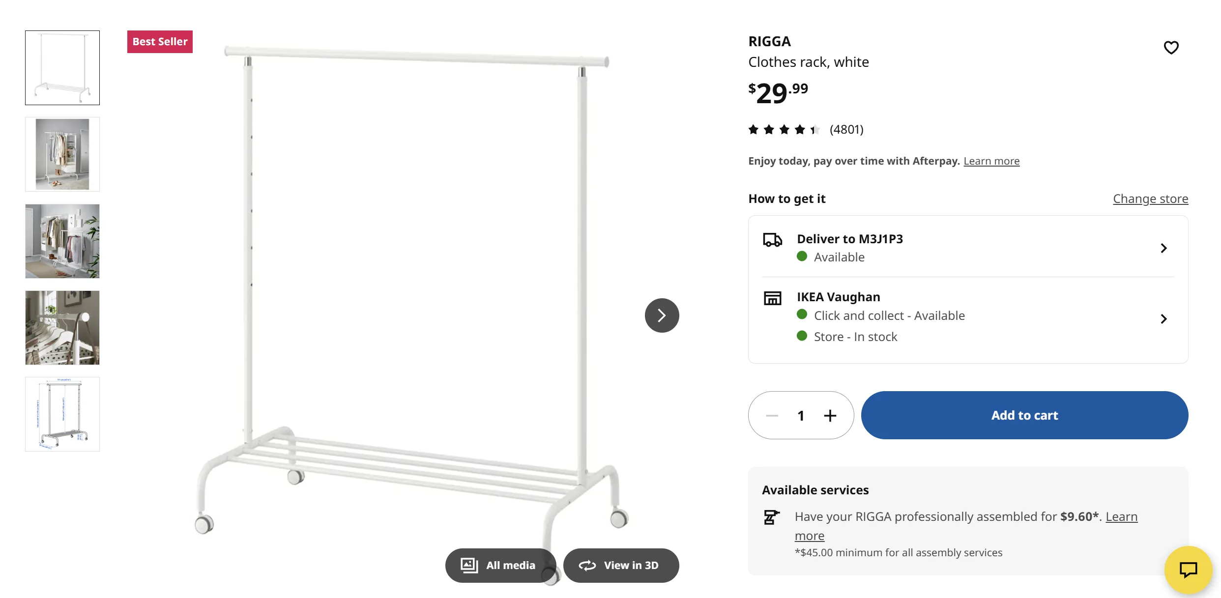 IKEA RIGGA Clothes Rack (White) + SKUBB Organizer image indicator(2)