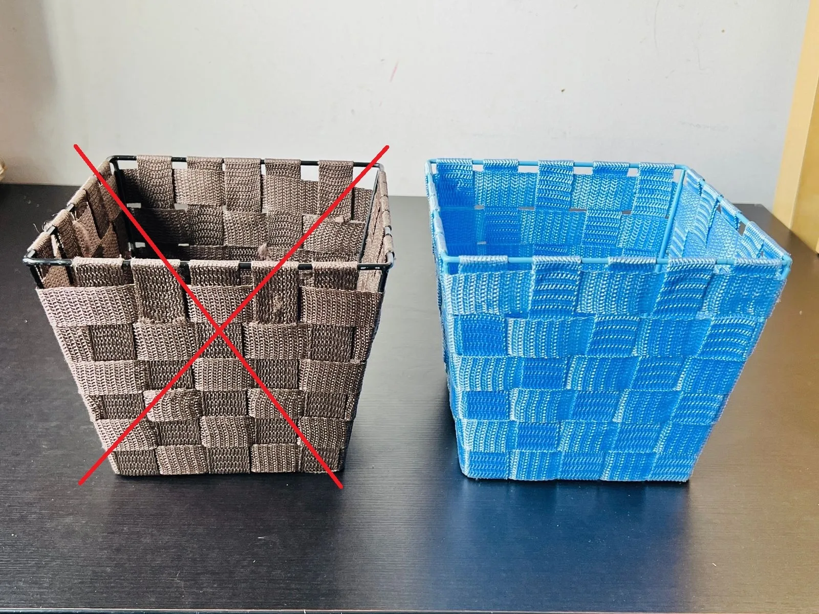 Blue whitmor woven strap small storage tote