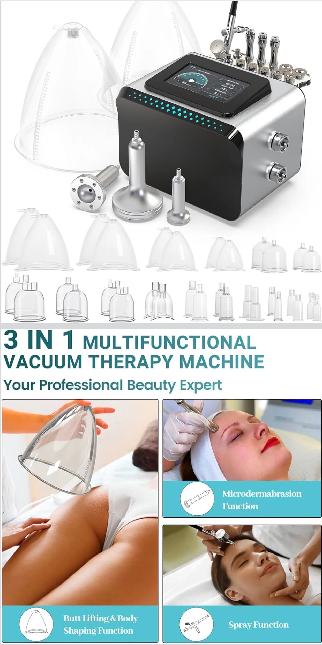 Vacuum Therapy Machine, 3 in 1 Therapy Set, Pro Touch Screen NEW thumbnail