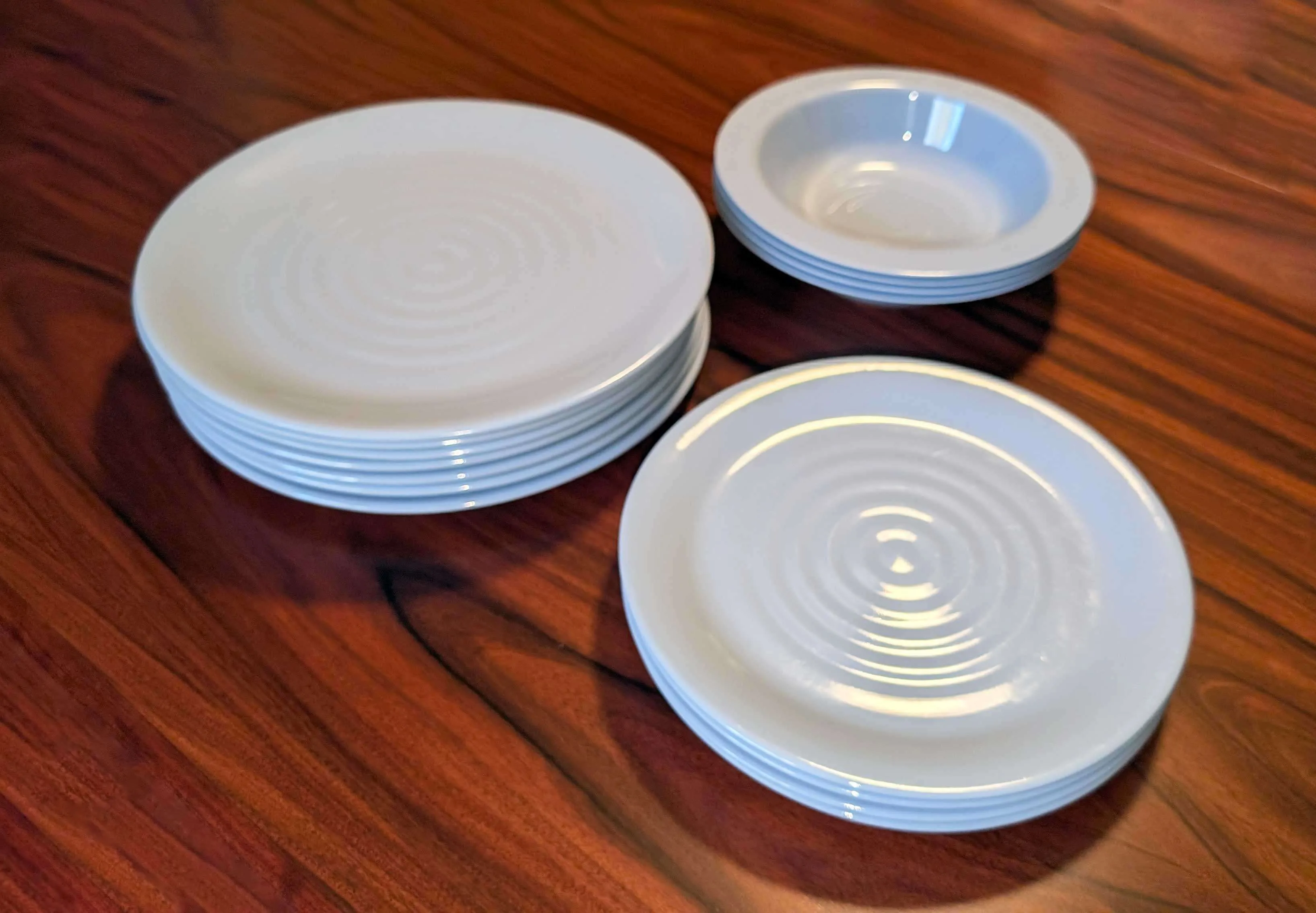 Vintage Powder Blue Melamine Plates and Bowls