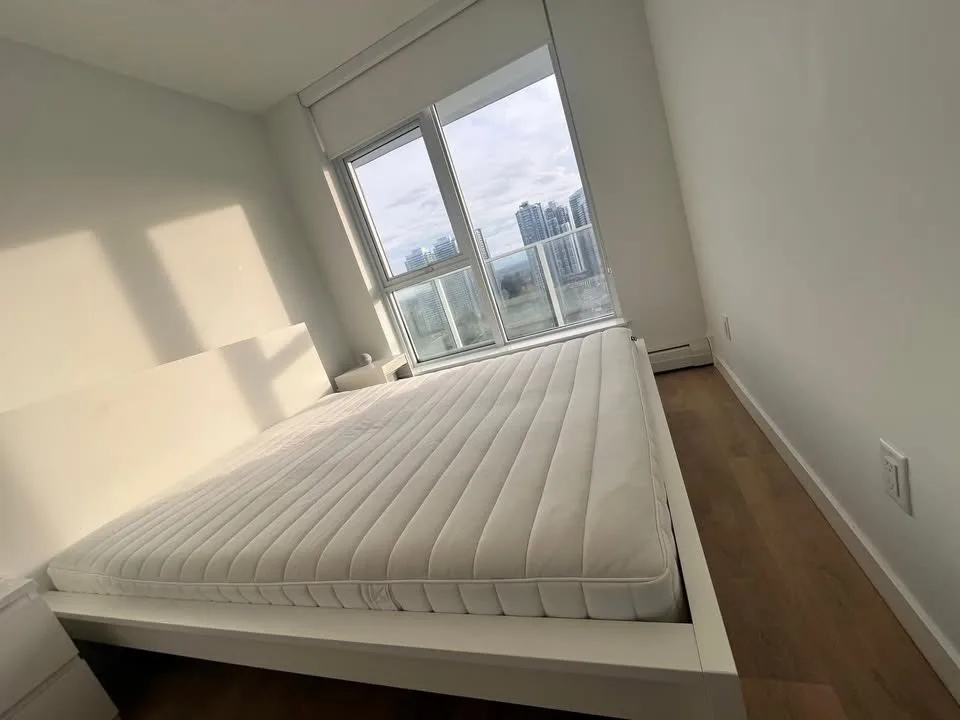 Moving sale! IKEA MALM Bed frame + Mattress high, white, Queen