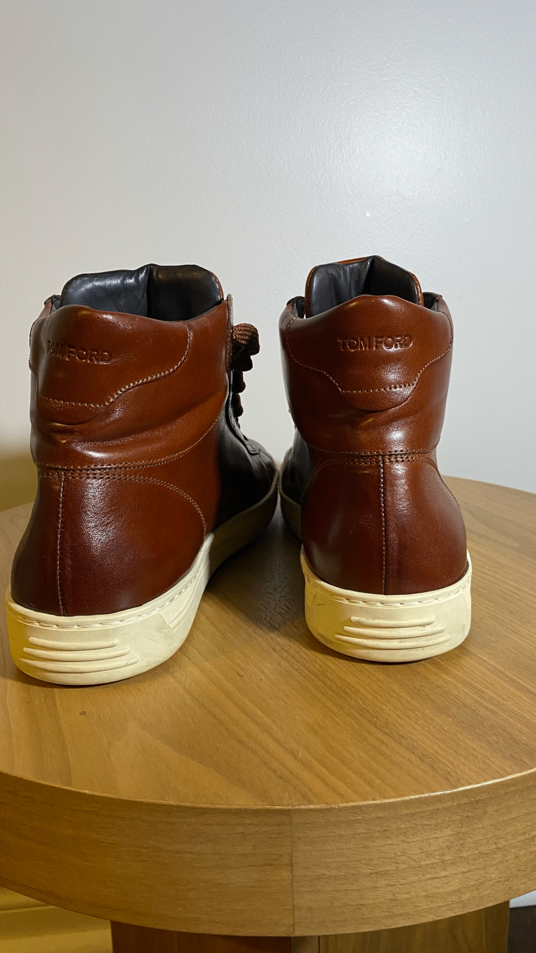 Tom Ford Leather Russel High Top Sneaker Brown - photo 3