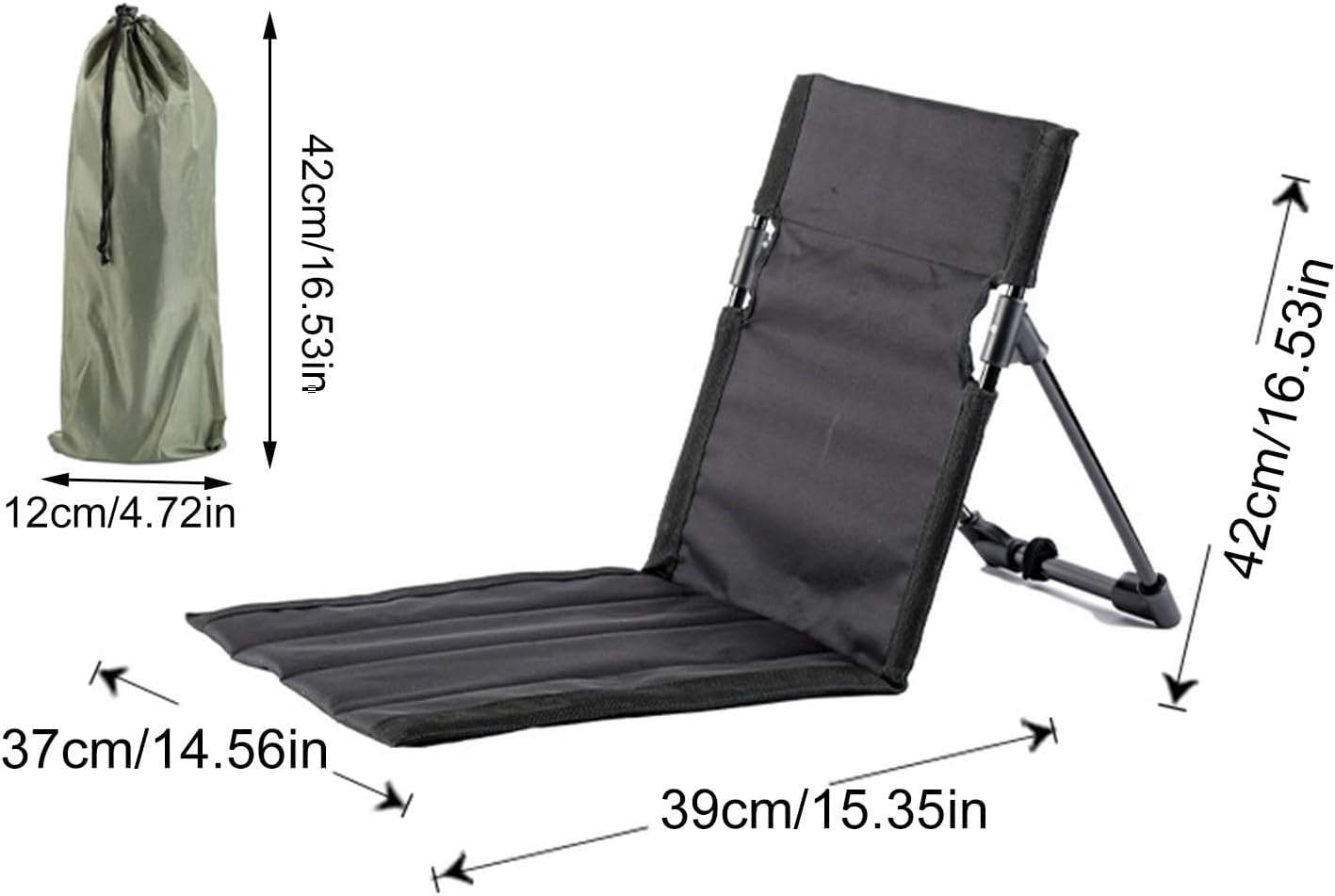 Set of 2 Portable Beach Floor Chairs – Black - photo 5