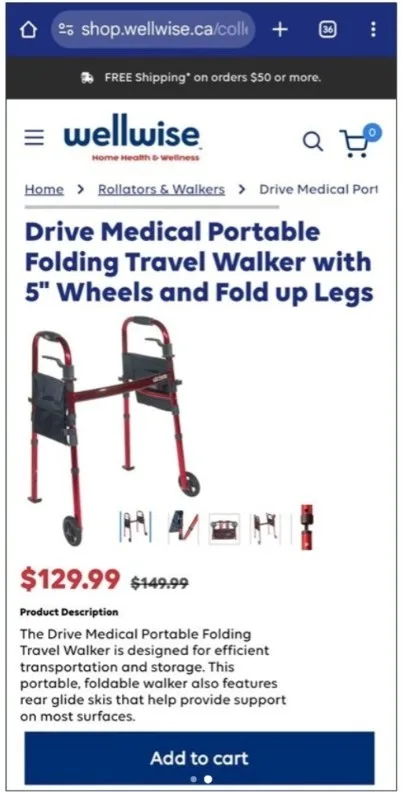 BRAND NEW - Drive Medical Walker "FLAME RED" 5 Inch Wheels image indicator(2)